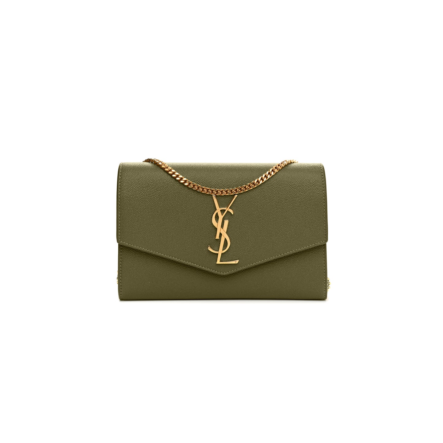 Y*L uptown chain wallet in grain de poudre embossed leather 607788363320 (19*12*3cm)