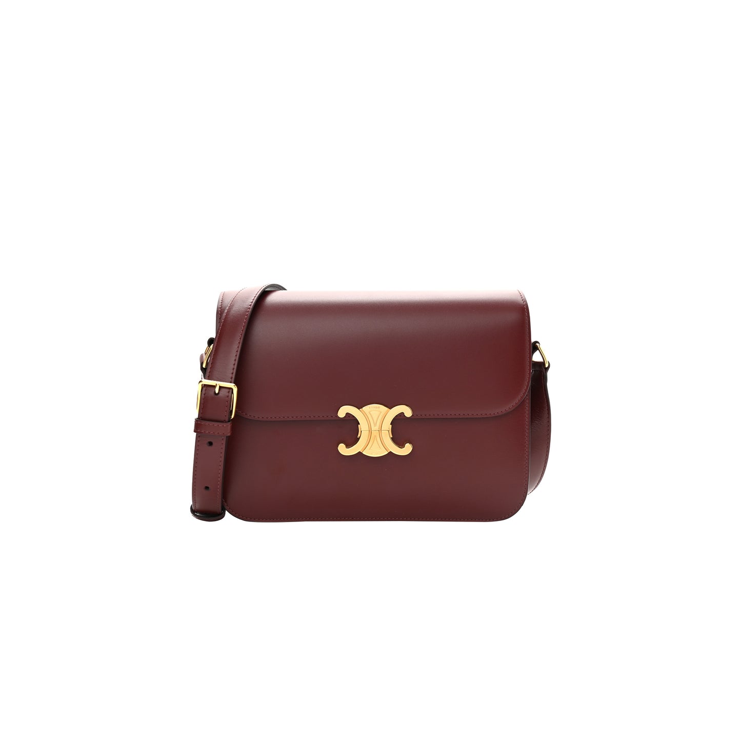 Ce**e shiny calfskin medium triomphe light burgundy (23*15*5cm)