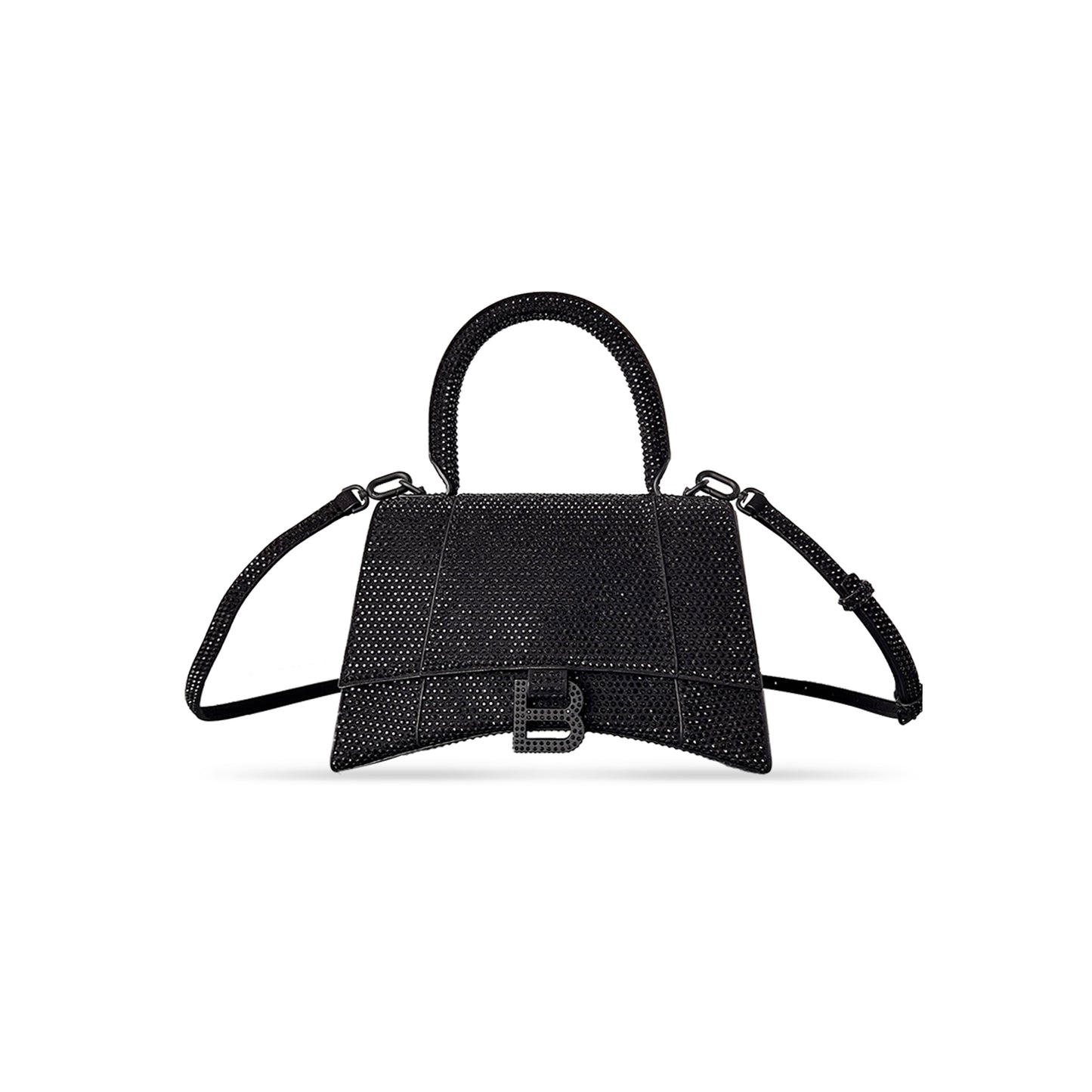Ba*len*cia*ga women''s hourglass handbag small with rhinestones black 5935461qj5m7000 (22.9*15*9.9cm)