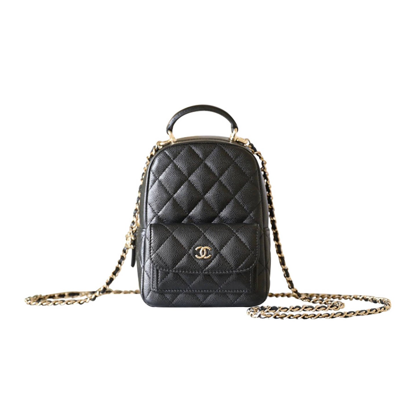 Ch*el master caviar quilted 24a mini classic backpack black ap3753 (18*13*9cm)