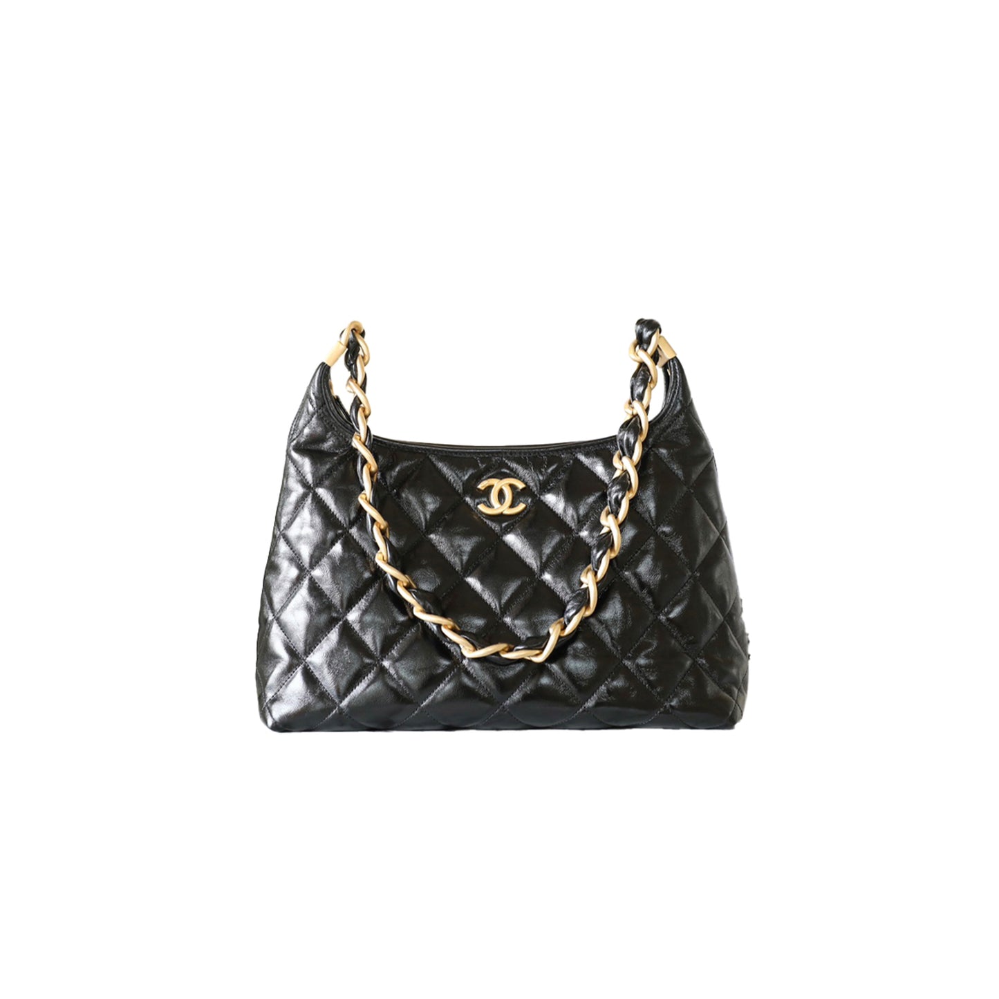 Ch*el master hobo underarm bag large shiny lambskin as4923 (32*29*11cm)