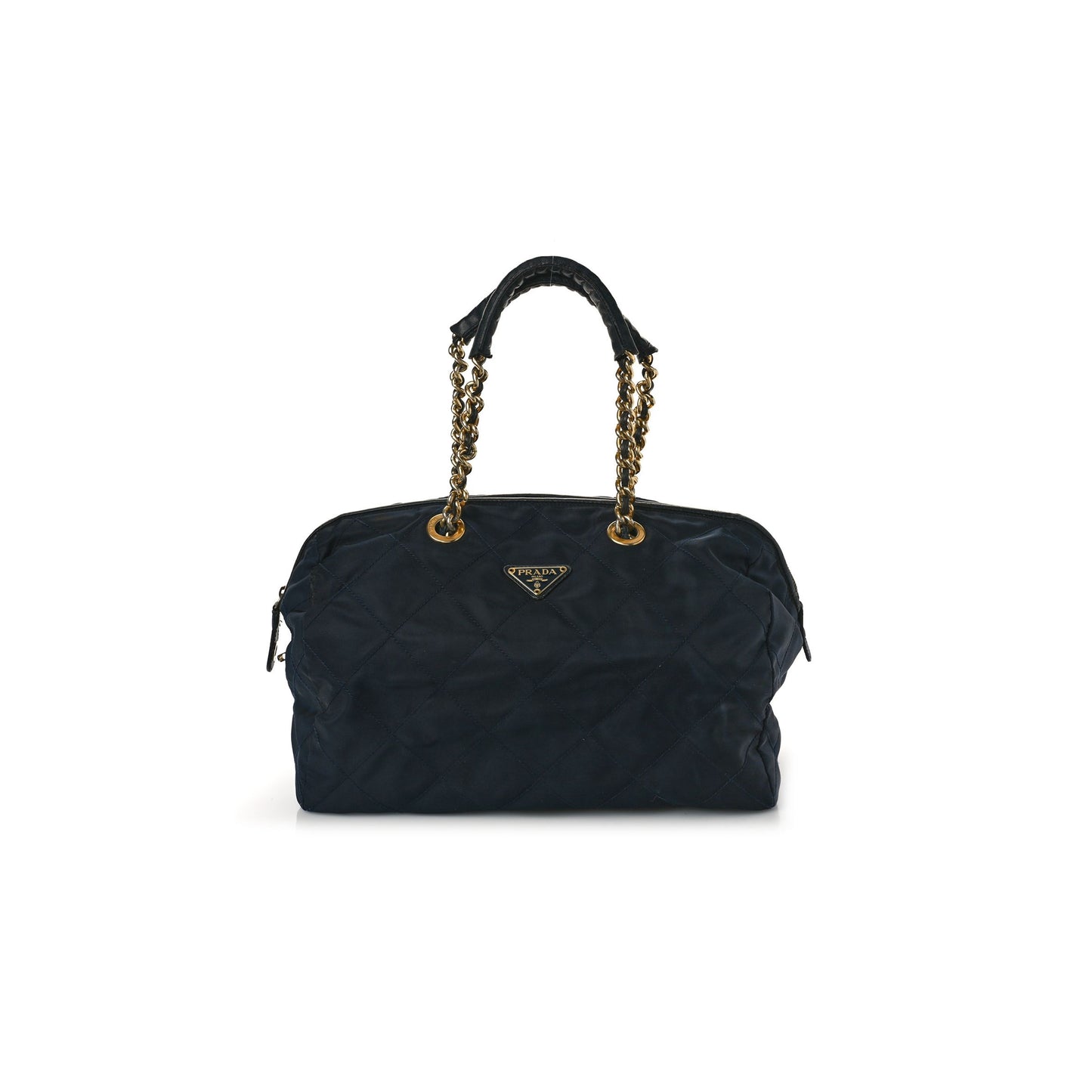 Pra*a nylon tessuto impuntu quilted shoulder bag navy (34*20*17cm)