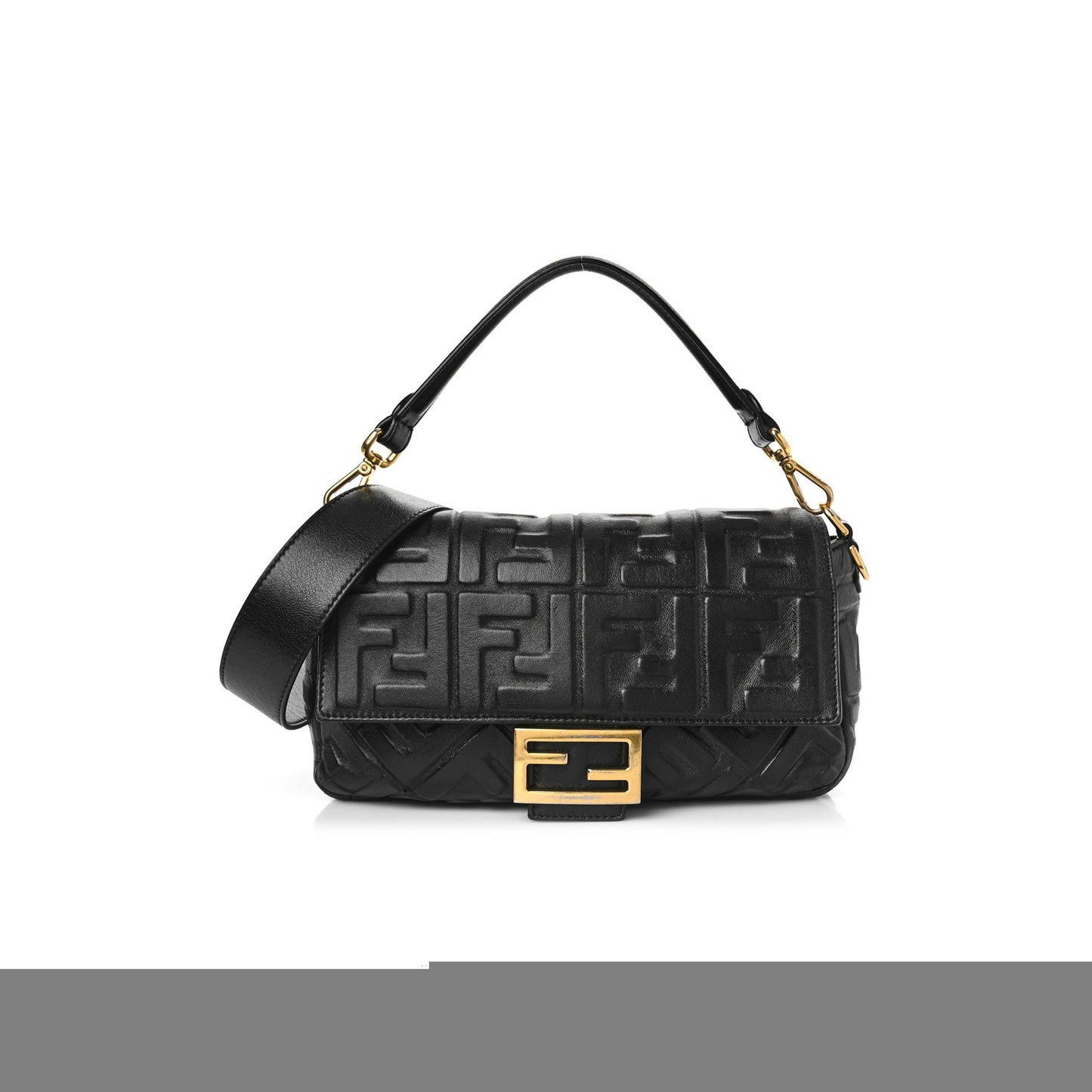 F**di nappa ff 1974 embossed baguette black (27*15*6cm)