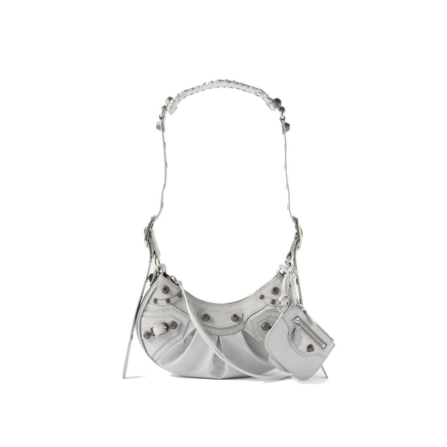 Ba*len*cia*ga silver le cagole xs metallic-canvas shoulder bag matchesfashion us (25.4*12.7*7.3cm)
