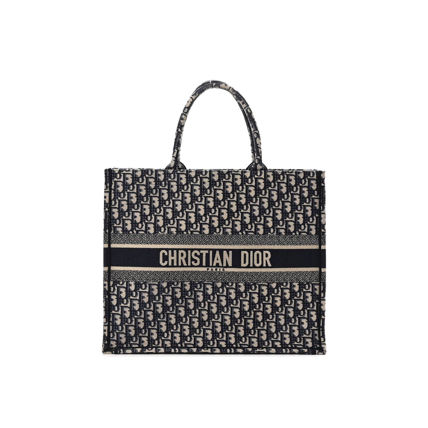 D*or oblique book tote blue multicolor (41*36*17.1cm)