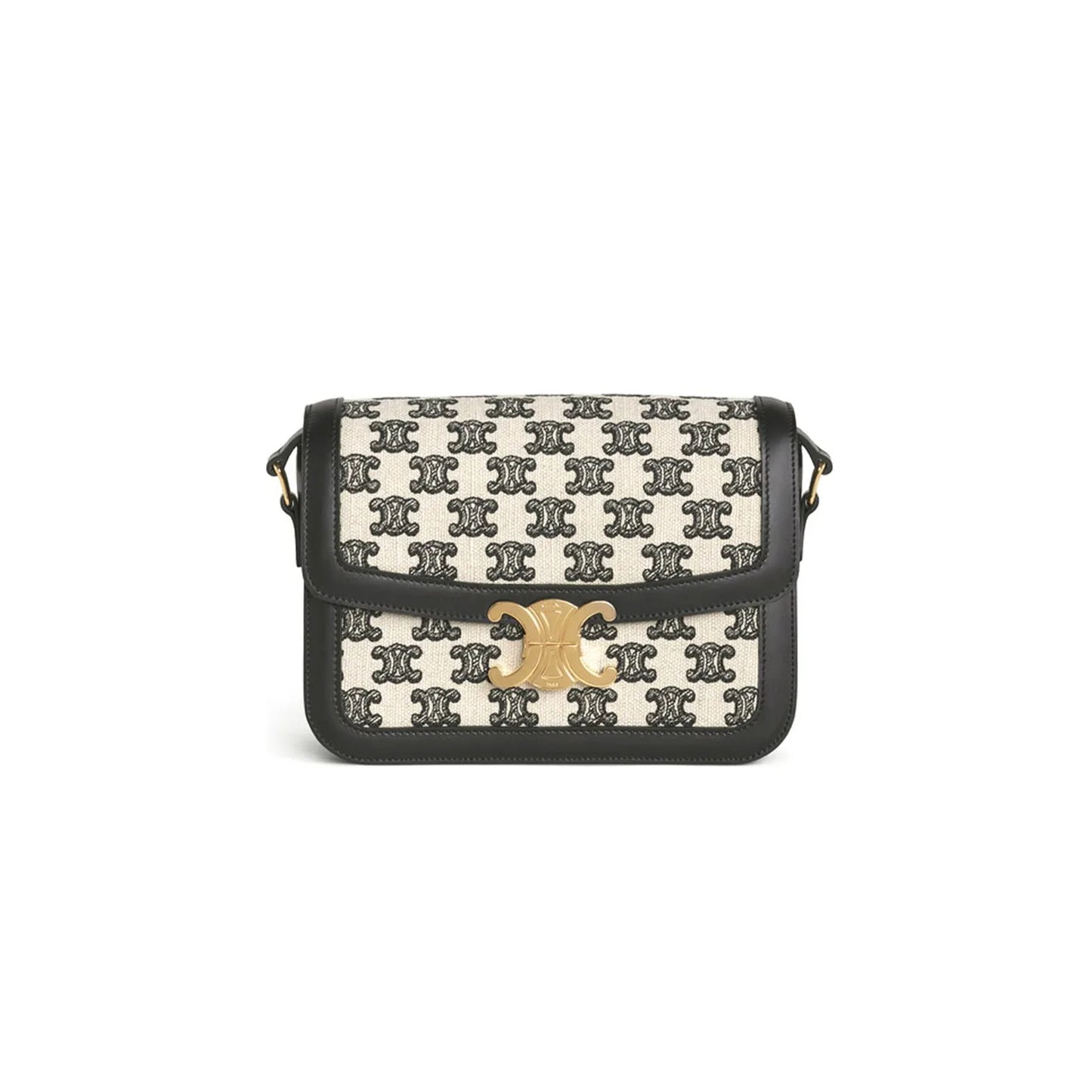 Ce**e medium classique triomphe bag in fabric and calfskin 191242dba.38no (22.5*16.5*7.5cm)