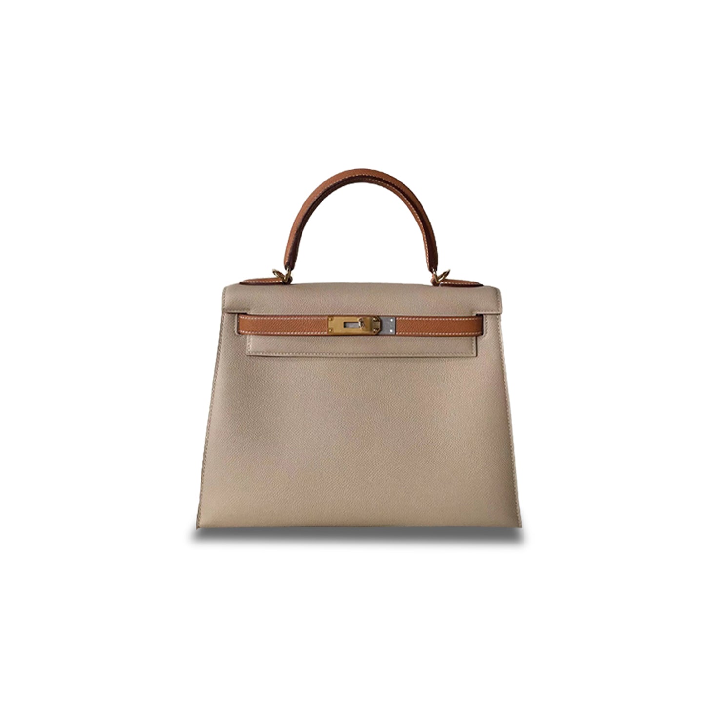 h**mes master kelly 25 epsom trench coat gray G01den brown gold buckle (25*17*7cm)
