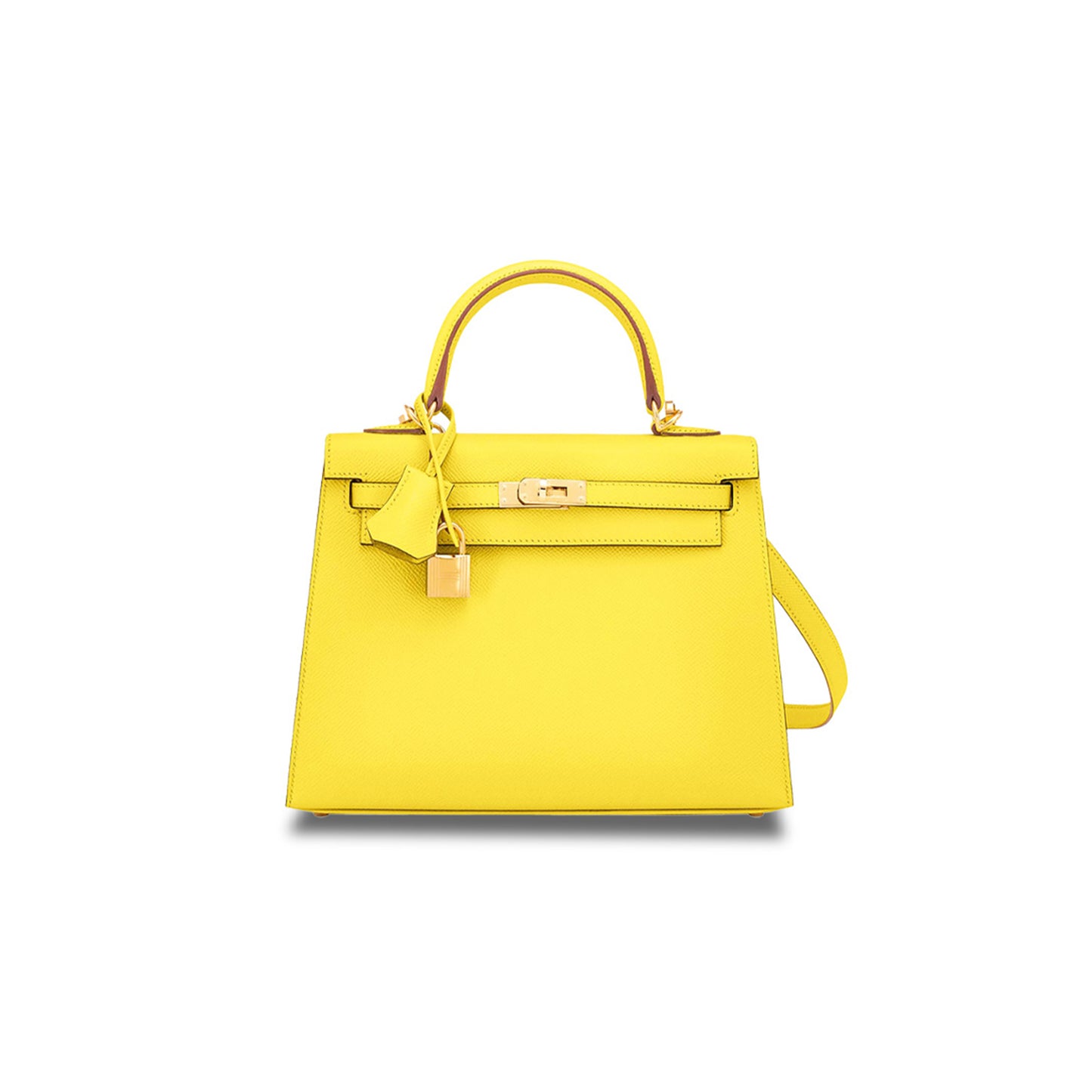 H**mes kelly 25 lemon yellow epsom gold hardware (25*17*7cm)