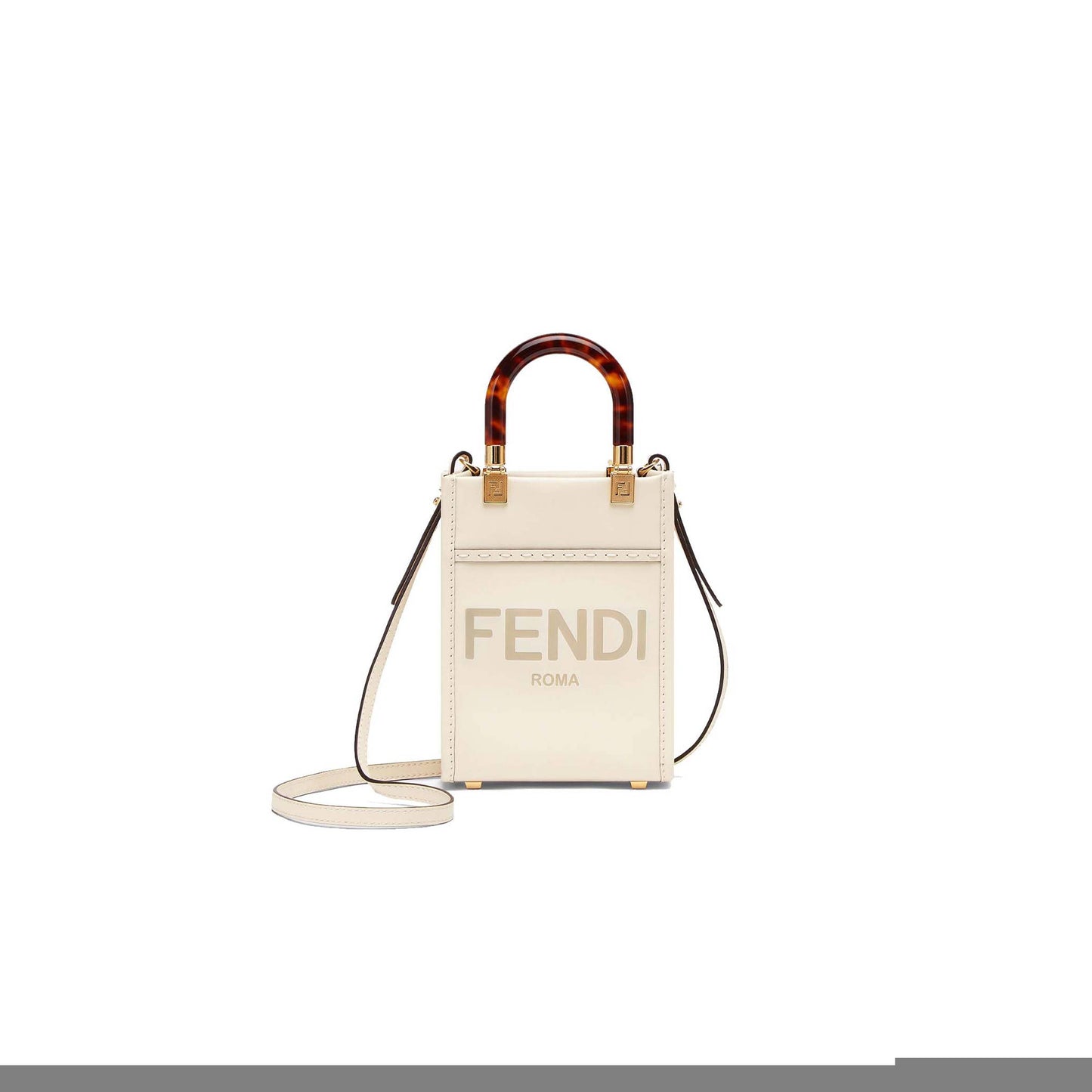 F**di mini sunshine shopper - white leather mini-bag 8bs051abvlf0k7e (18*13*6.5cm)