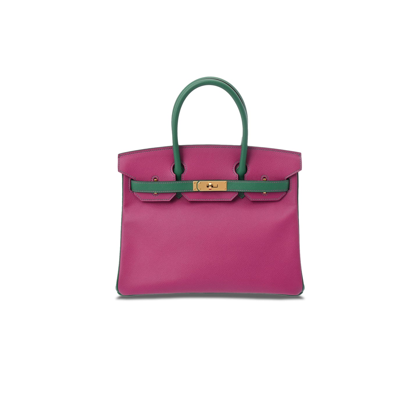 H**mes master birkin 30 epsom rose purple with velvet green gold buckle 618740 (30*23*15cm)