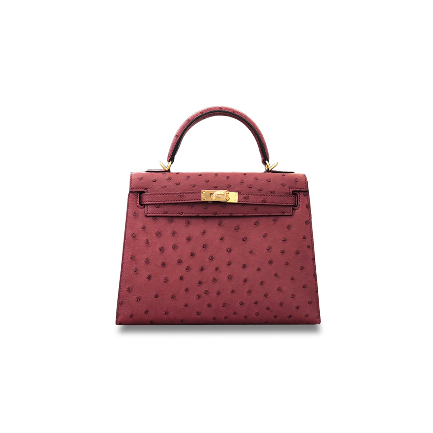 H**mes master kelly 25 ostrich leather ruby red gold buckle (25*17*7cm)