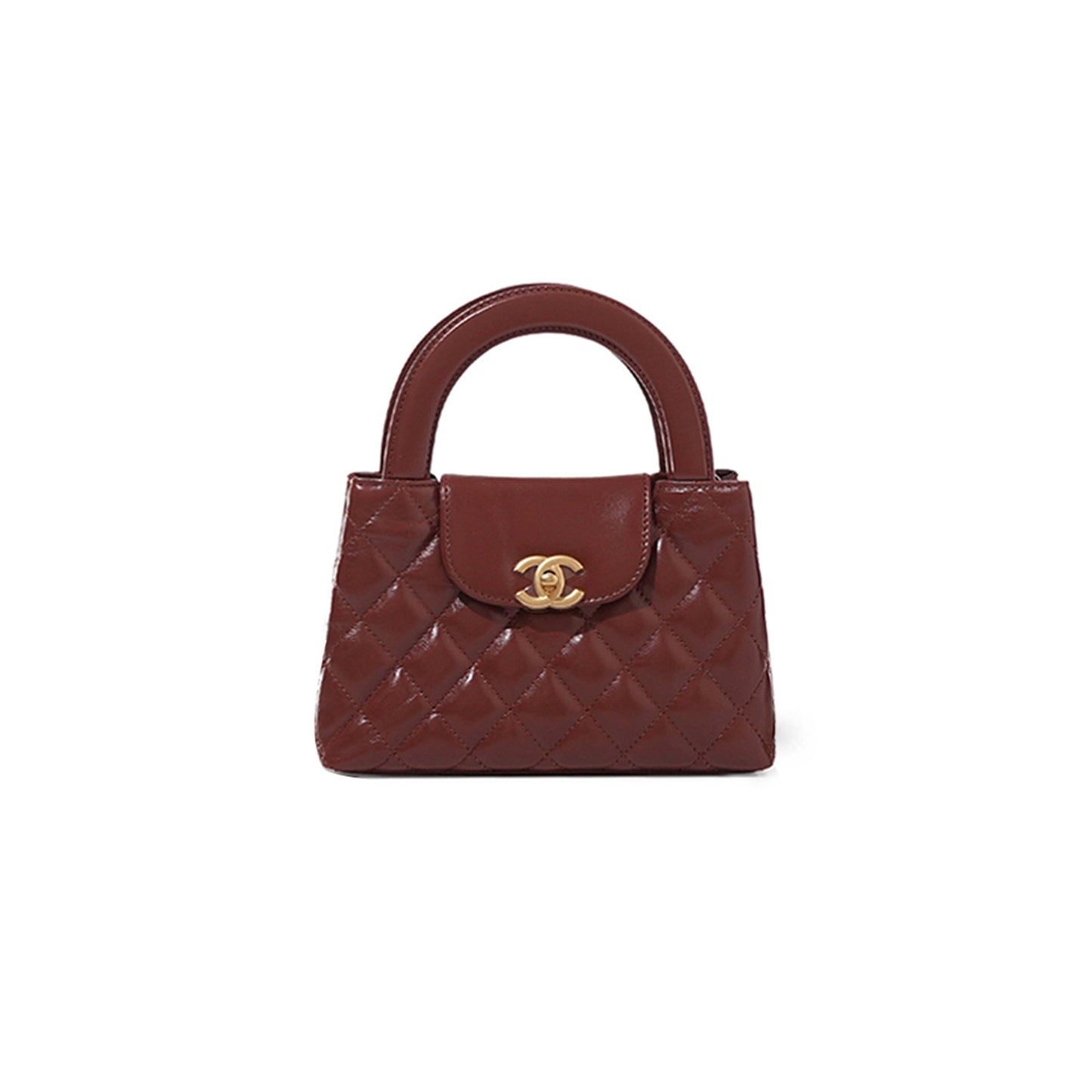 Ch*el brown quilted calfskin mini kelly brushed gold hardware as4416 (19*13*7cm)