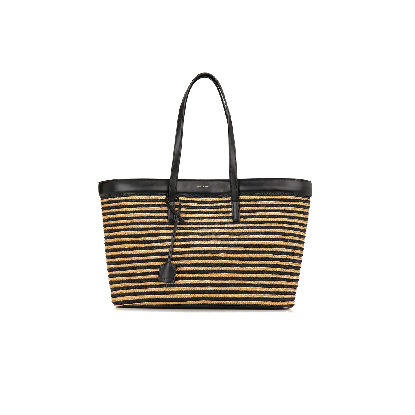 y*l shopping Sa**t Lau*nt in faffia and leather 394195101655 (37*28*13cm)