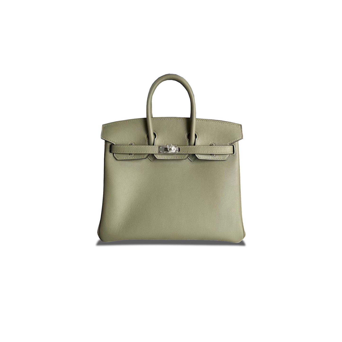 H**mes master birkin 25 swift leather sage green silver buckle h049362ck18 (25*20*13cm)