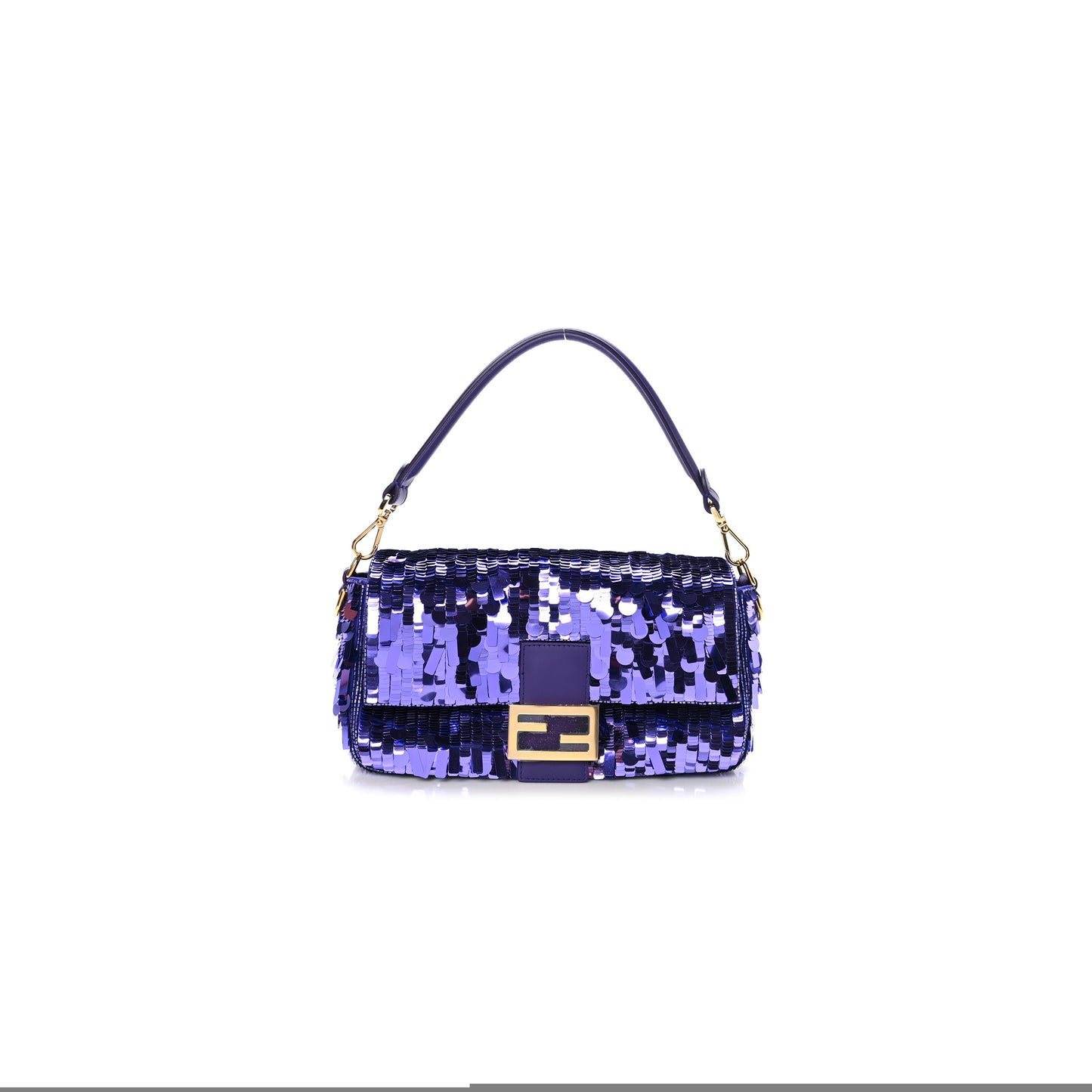 F**di sequin paillettes shiny nappa sex and the city baguette viola purple rain (27*15*6cm)