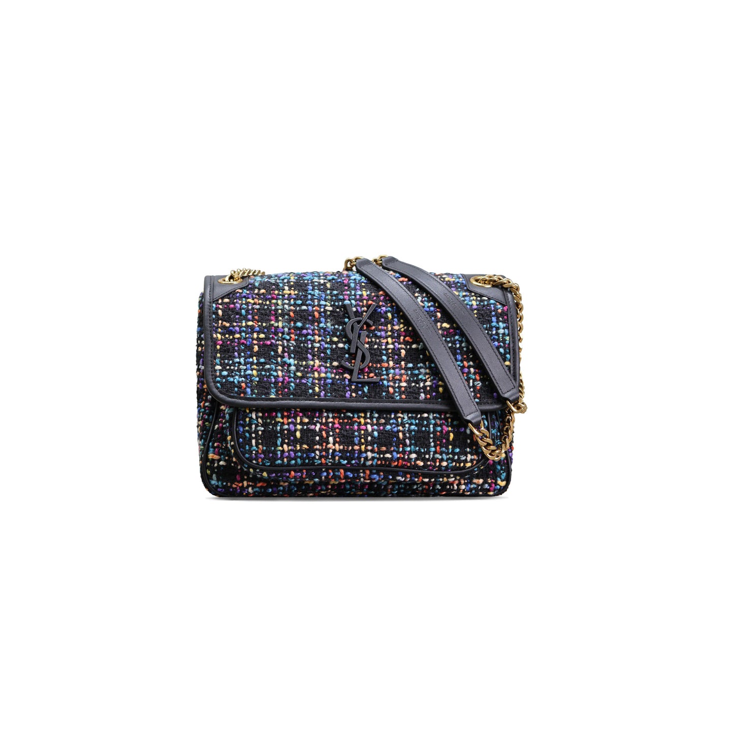 Y*L solferino medium satchel woven wool shoulder bag in nero&multicolor 6331581224941 (28*20*8.5cm)