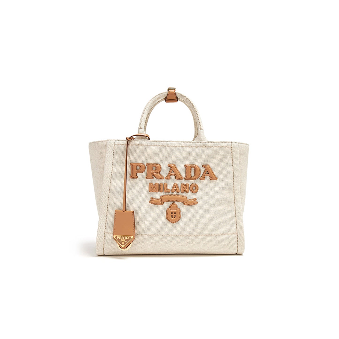Pra*a brand-typography linen-blend tote bag 1bg474 (31*24*13cm)