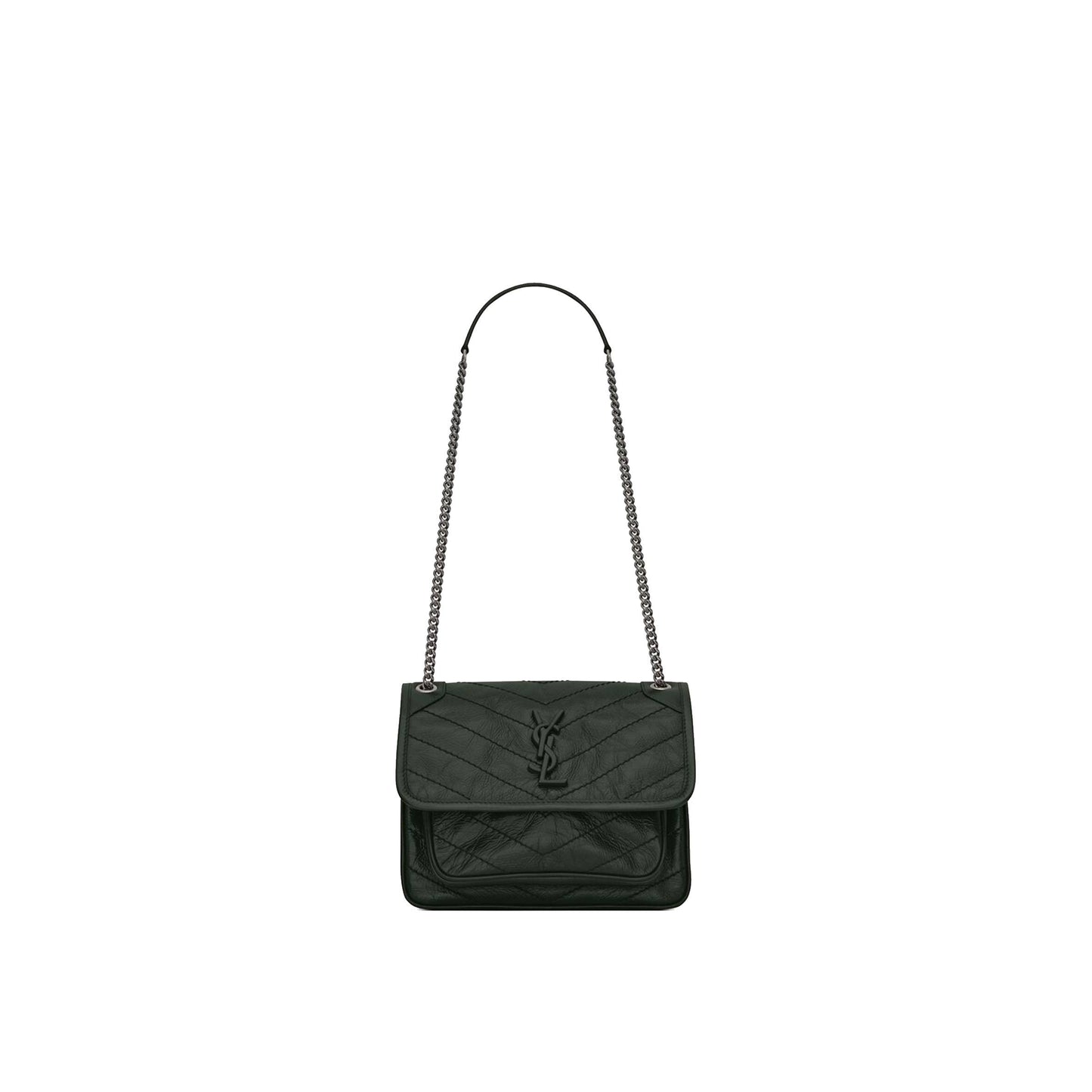 Y*L niki baby chain bag in crinkled vintage leather 5330370en043045 (21*16*7.5cm)