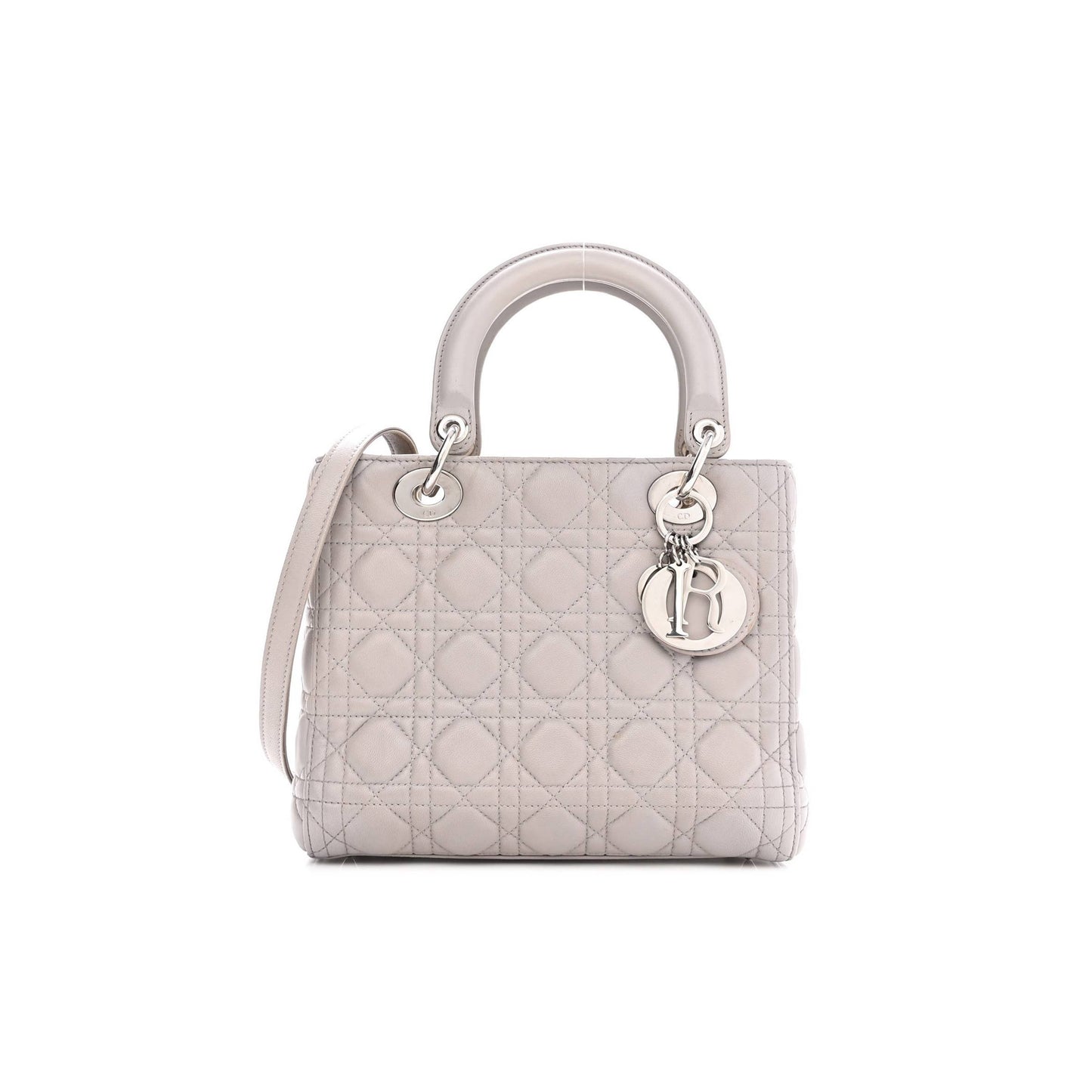D*or lambskin cannage medium lady D*or grey (23*20*11.4cm)