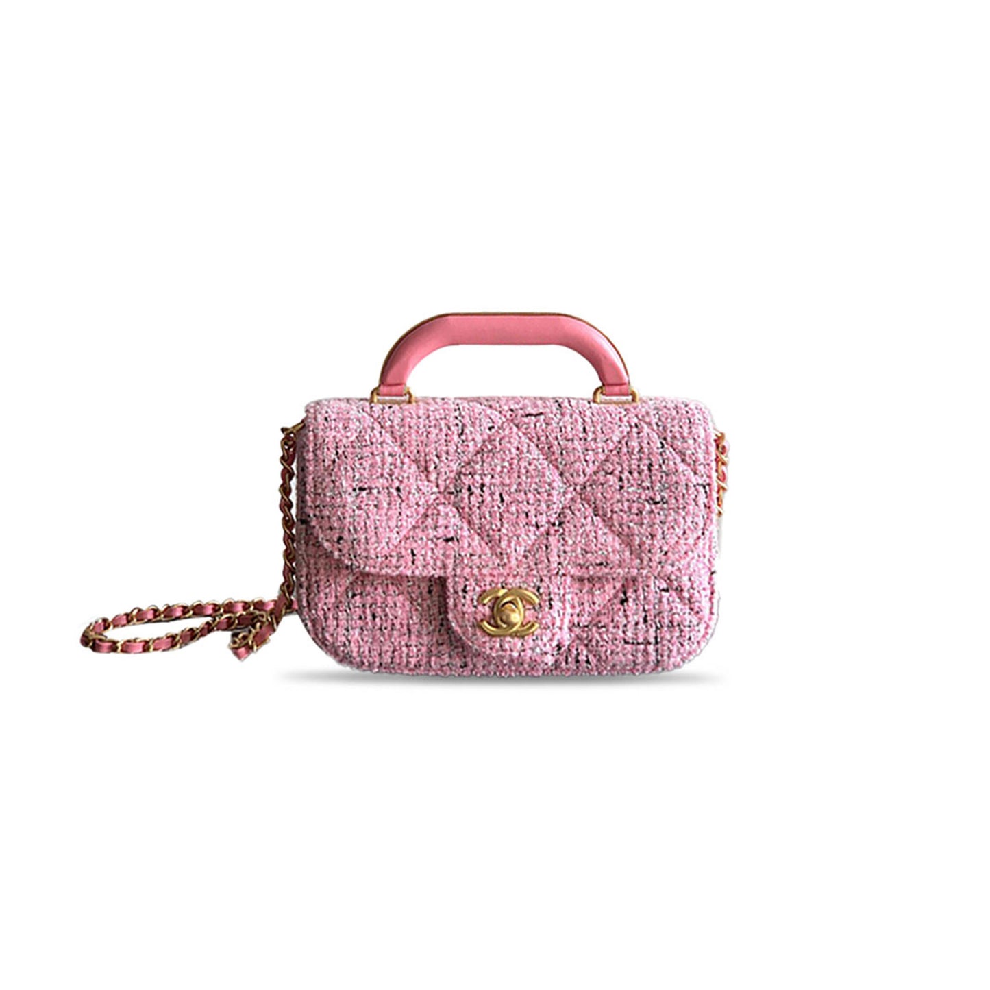 Ch**el flap bag with top handle (18*13*4.5cm)
