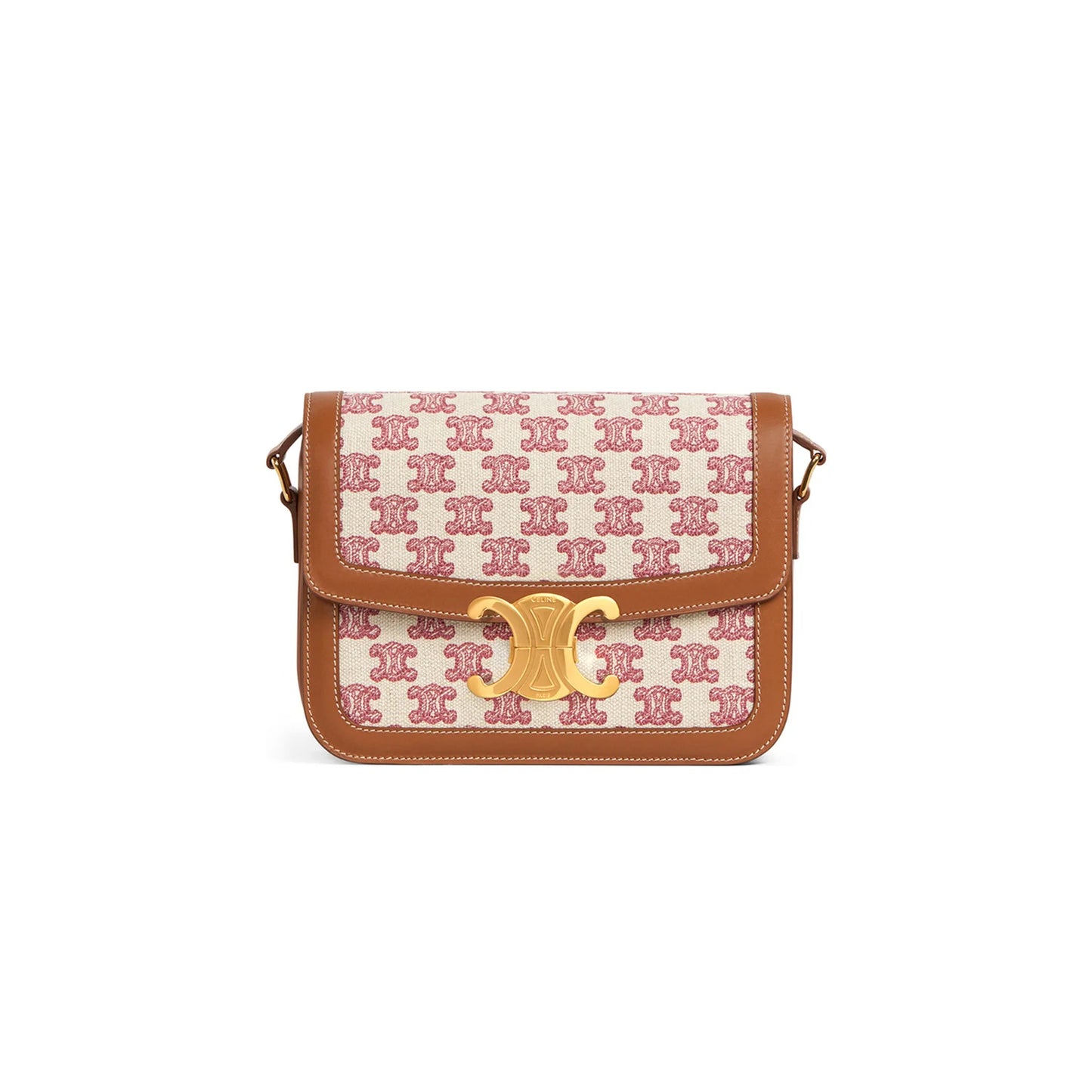 Ce**e medium classique triomphe bag in fabric and calfskin 191242dba.25vp (22.5*16.5*7.5cm)