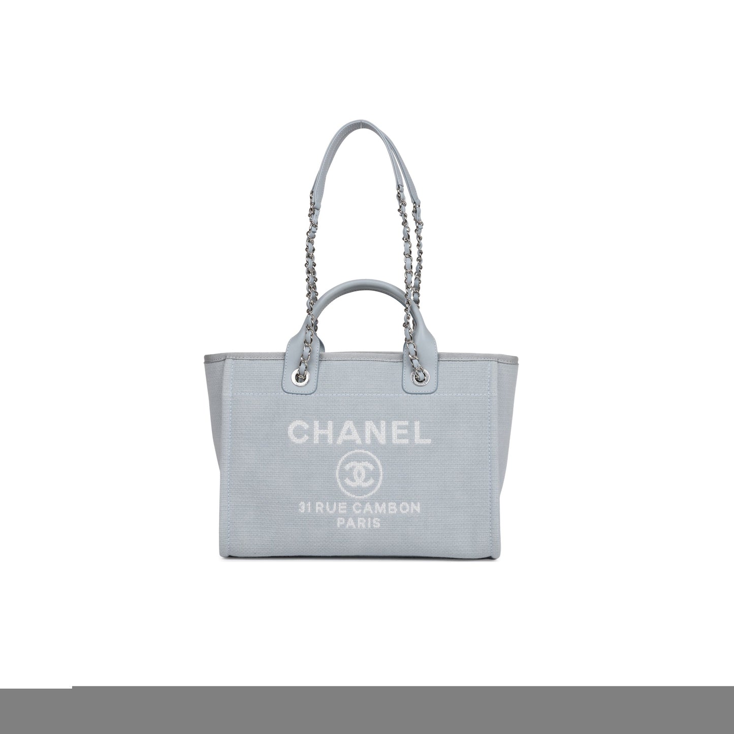 Ch*el master 22a grey deauville shopping tote small silver as3257 (37*32*18cm)