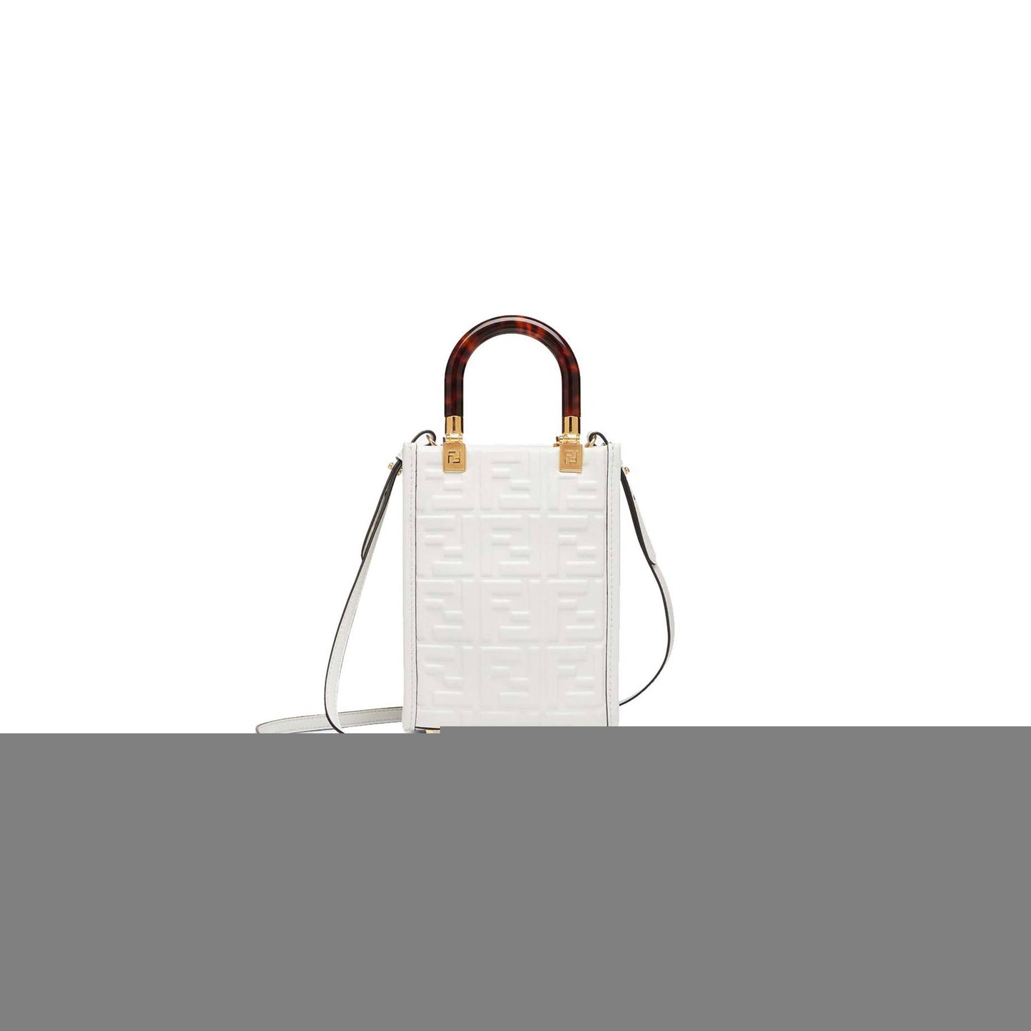 F**di mini sunshine shopper - white leather mini bag 8bs051amcif0qvl (18*13*6.5cm)