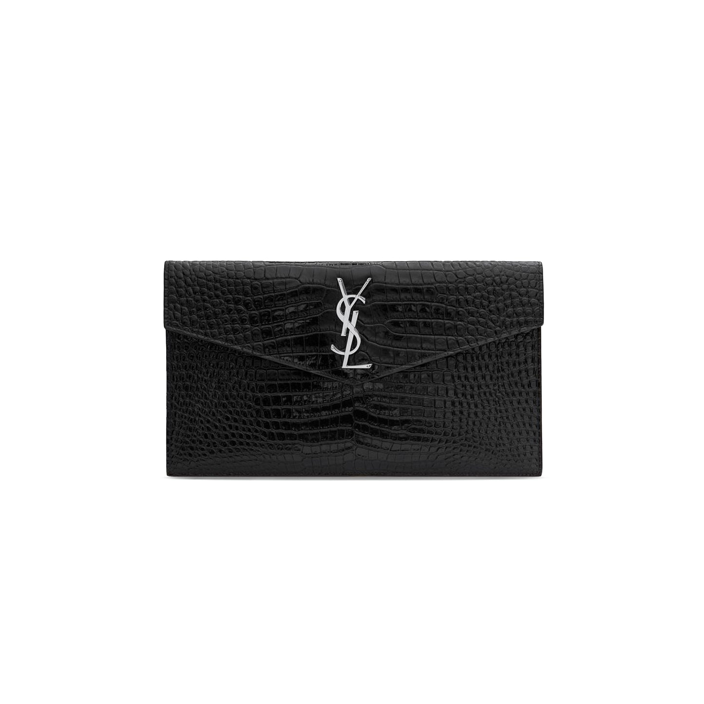 Y*L uptown pouch in crocodile-embossed shiny leather 565739dnd0n1000 (27*16*2cm)