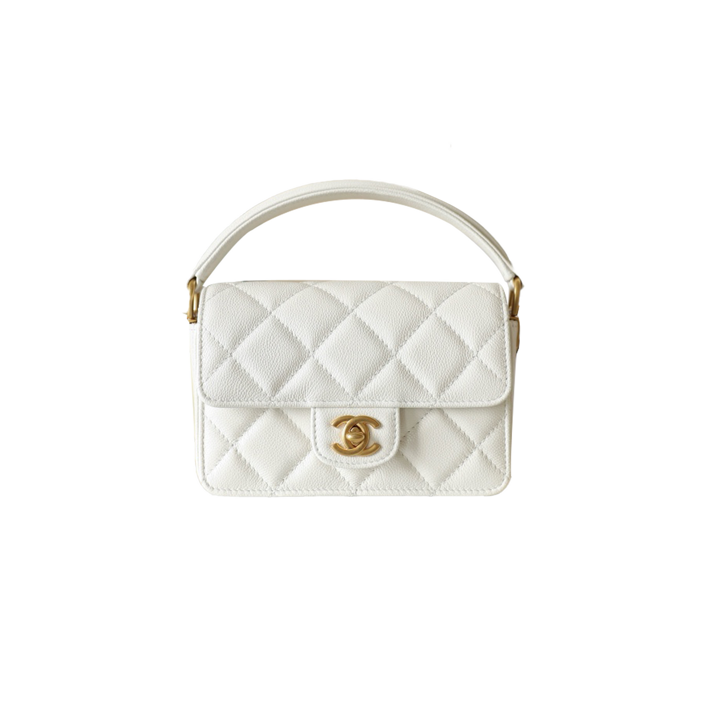 Ch*el handle flap bag white mini (16*11*4cm)
