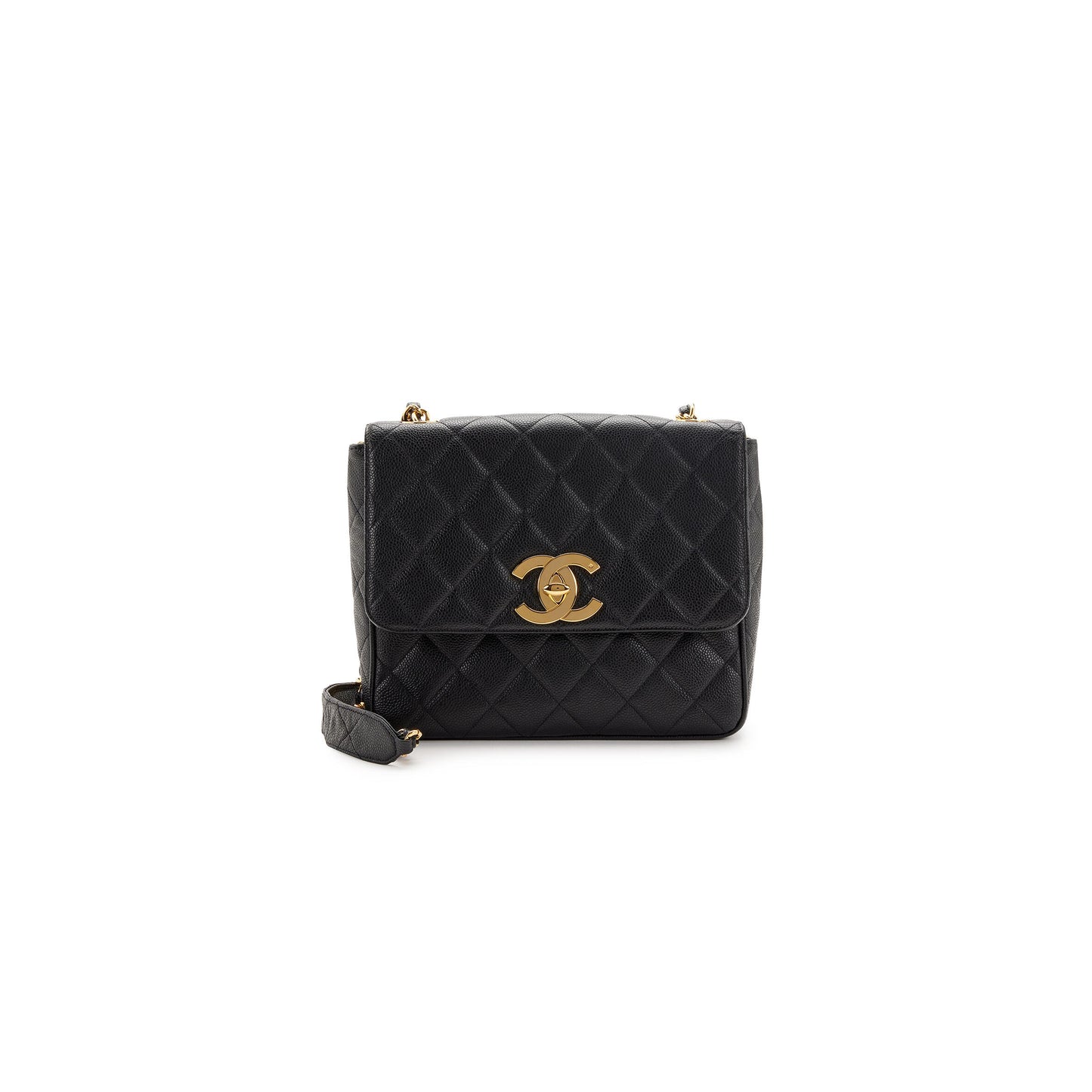 Ch**el black quilted caviar xl cc jumbo square flap gold hardware 1157428 (25*20.5*9cm)