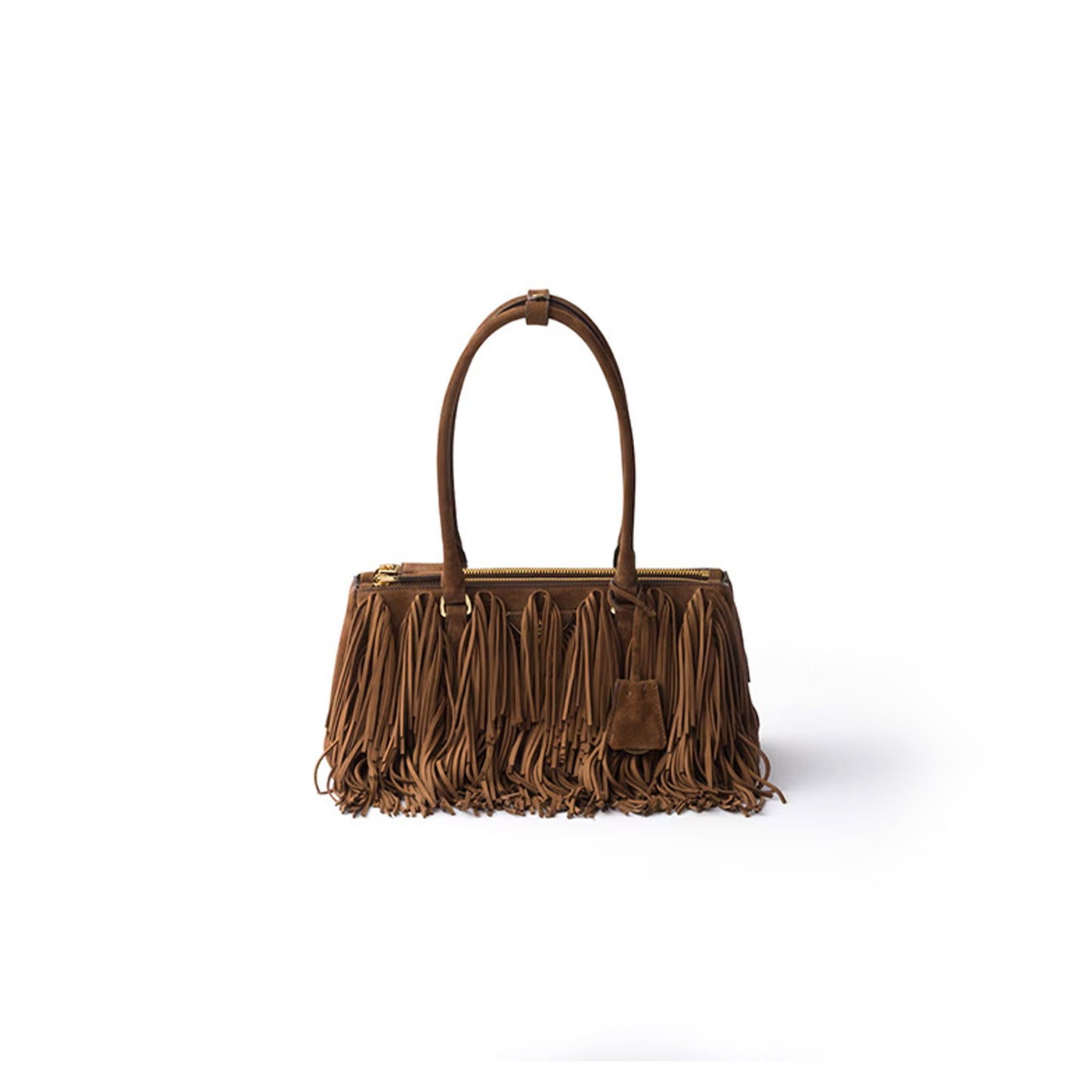 Pra*a galleria medium suede bag with fringe 1ba457 (30*14*10.5cm)
