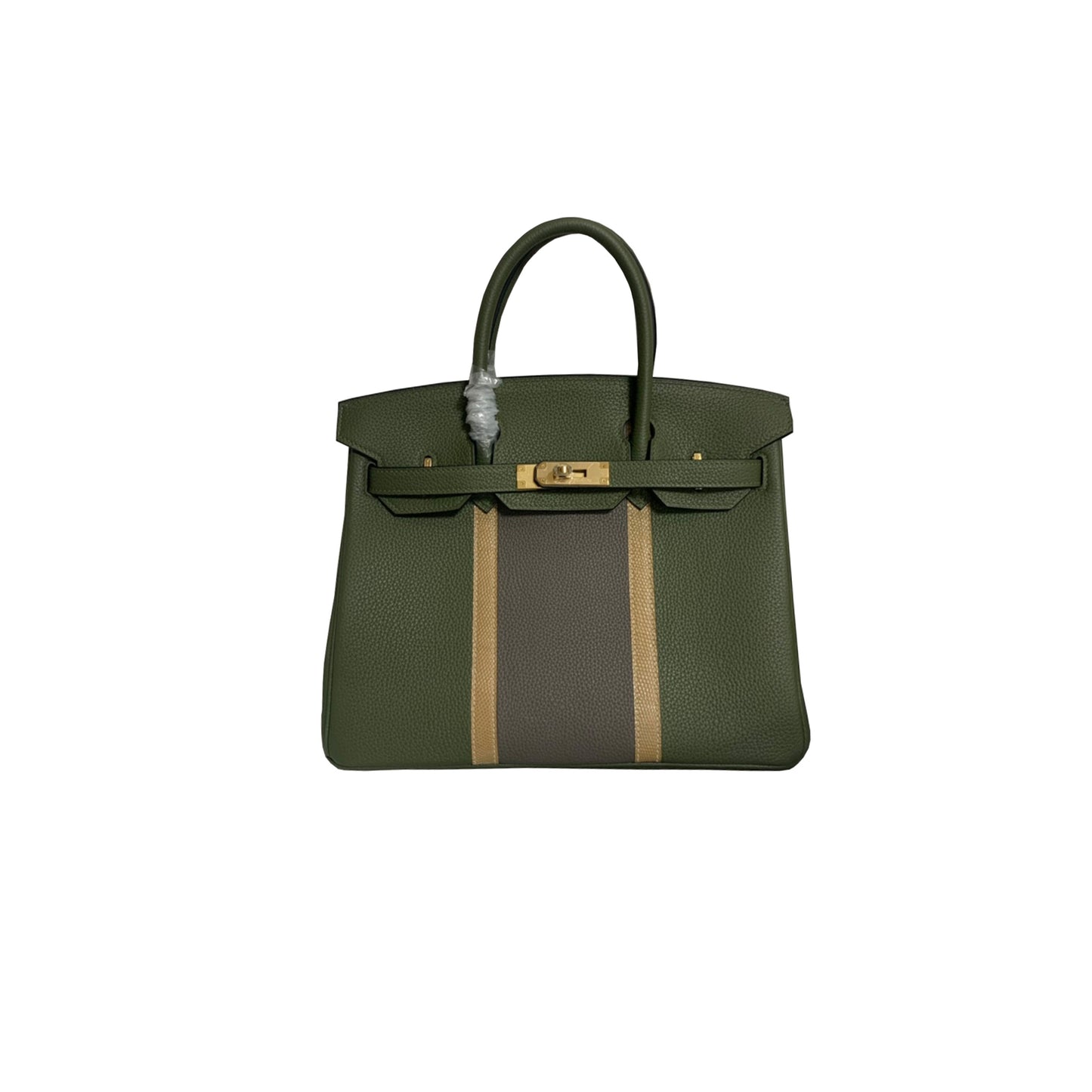 H**mes master birkin 30 togo leather jungle green pewter grey apricot lizard gold buckle bag h028365cc18 (30*23*15cm)