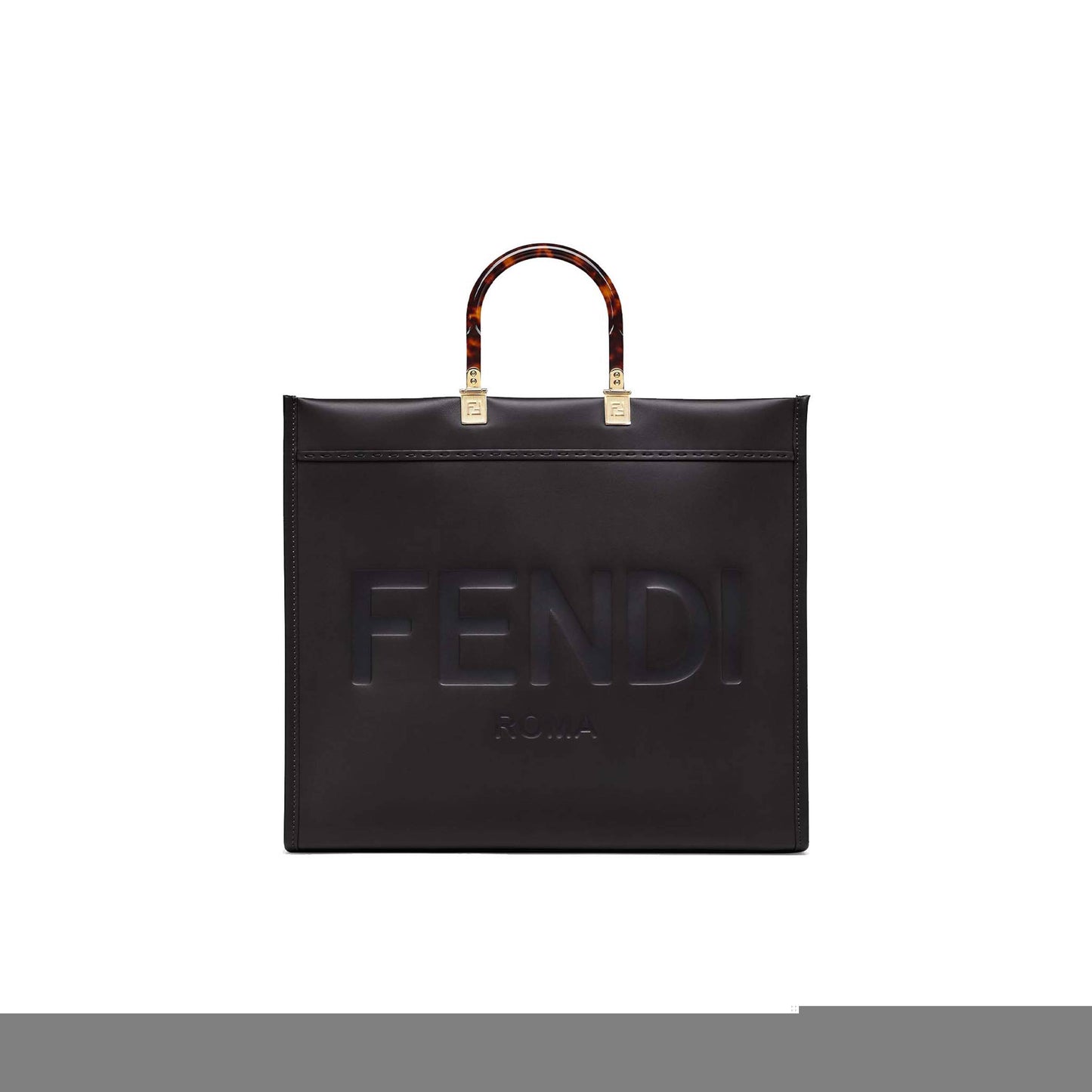 F**di large F**di sunshine - black leather shopper 8bh372abvlf0kur (40.5*35*21.5cm)