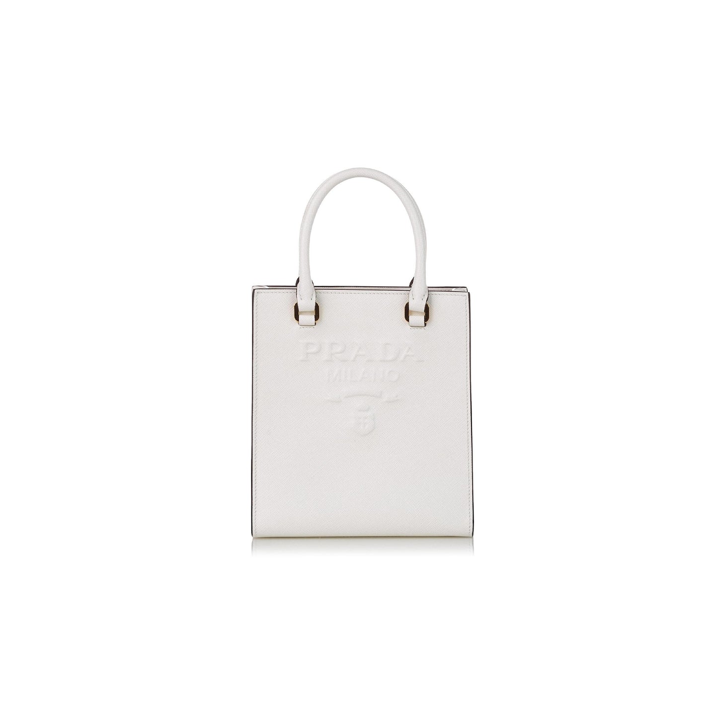 Pra*a white small saffiano leather satchel 1ba333 (19*17*6cm)