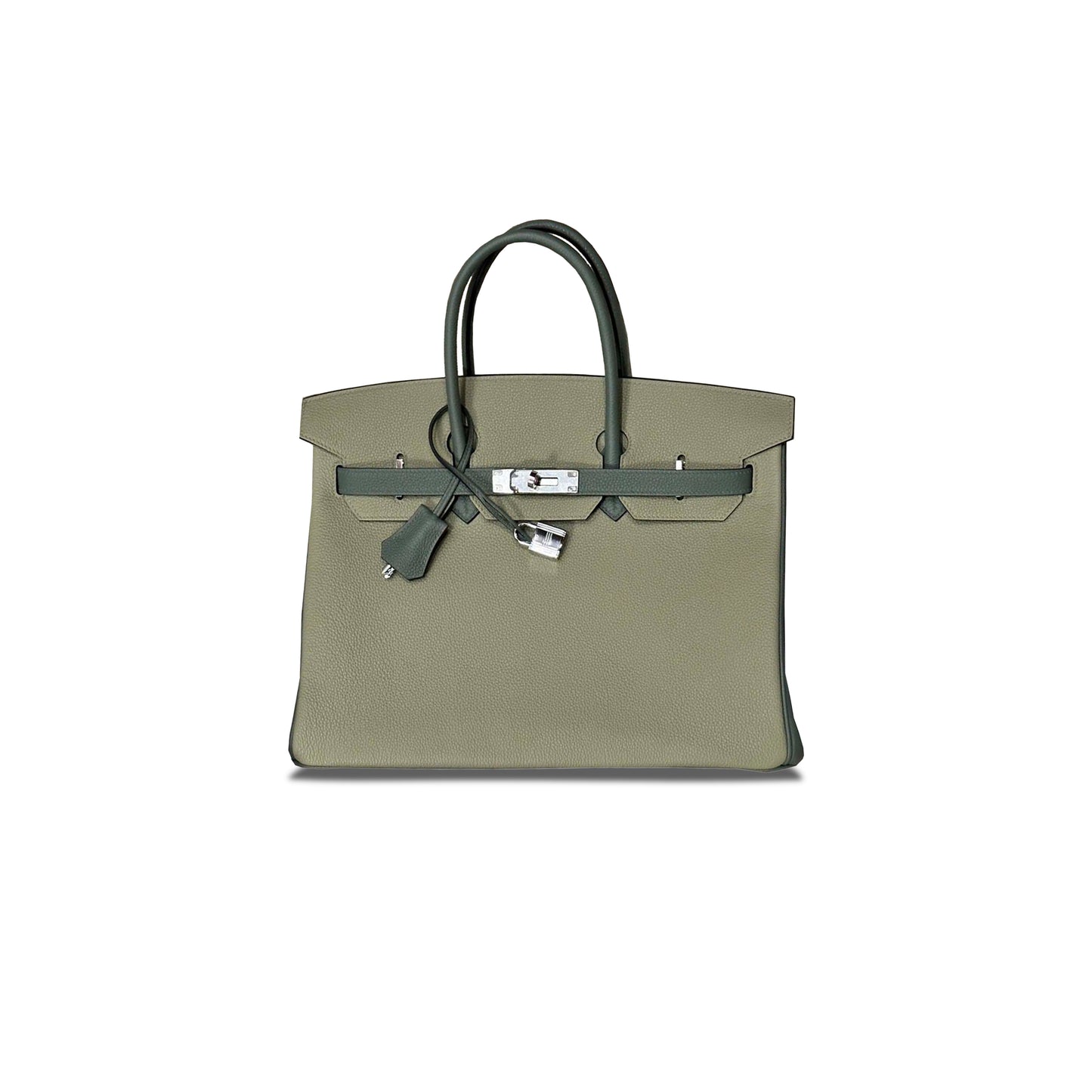 H**mes master birkin 35 togo leather almond green with sage green and silver buckle horseshoe print 2160900307918 (35*28*18cm)