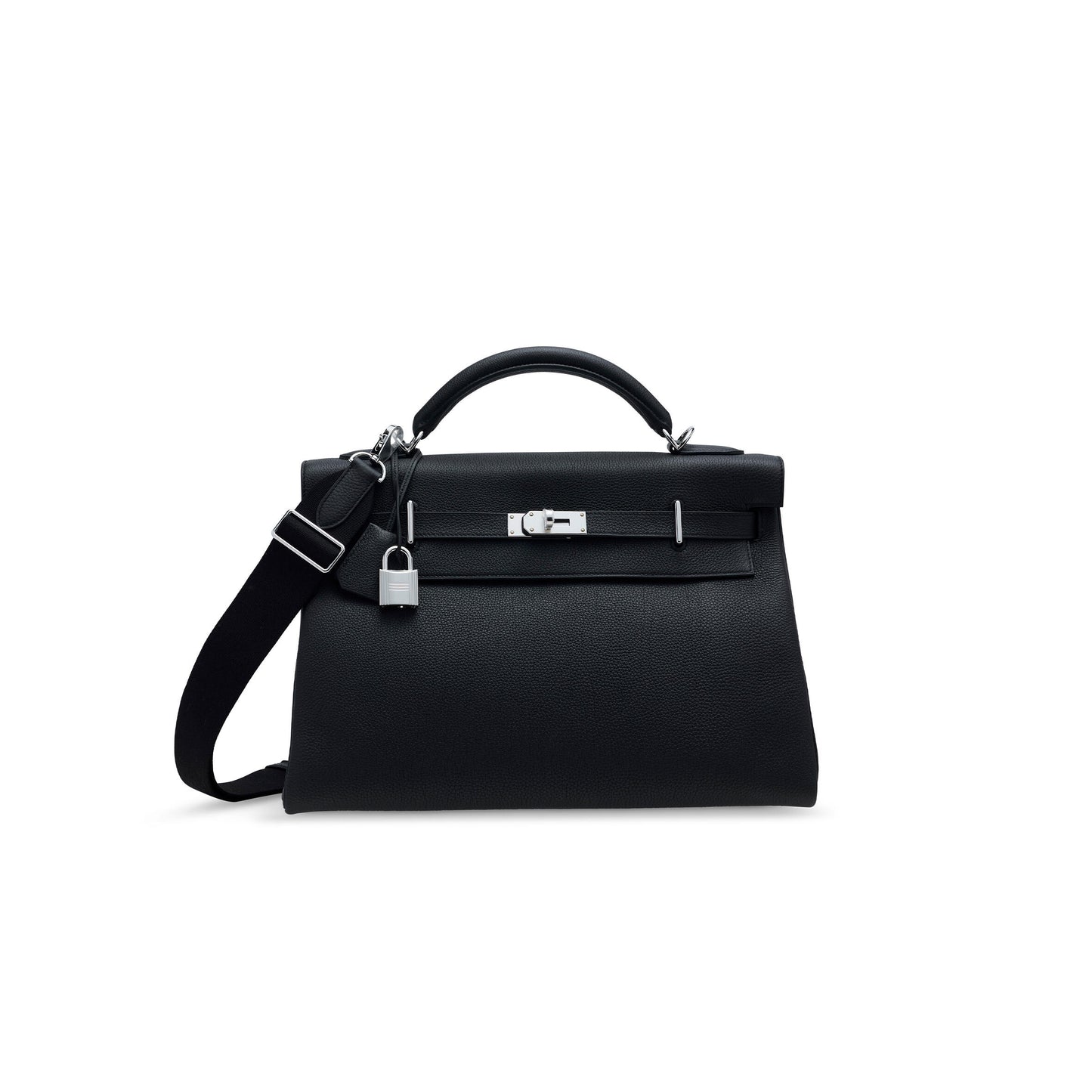H**me5 black togo leather maxi kelly 42 with palladium hardware 19271 (42*27*17cm)