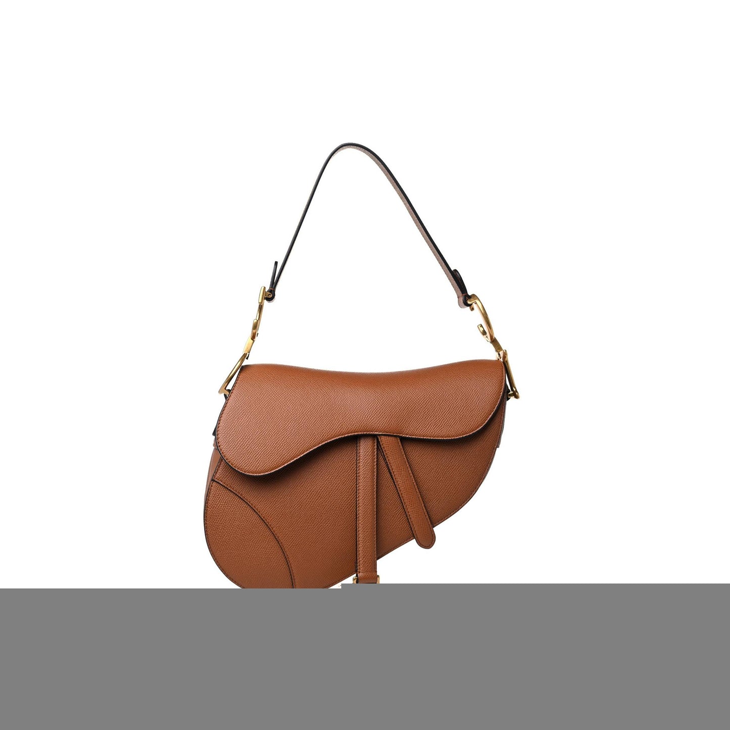 D*or grained calfskin saddle bag camello (24*20*6.4cm)
