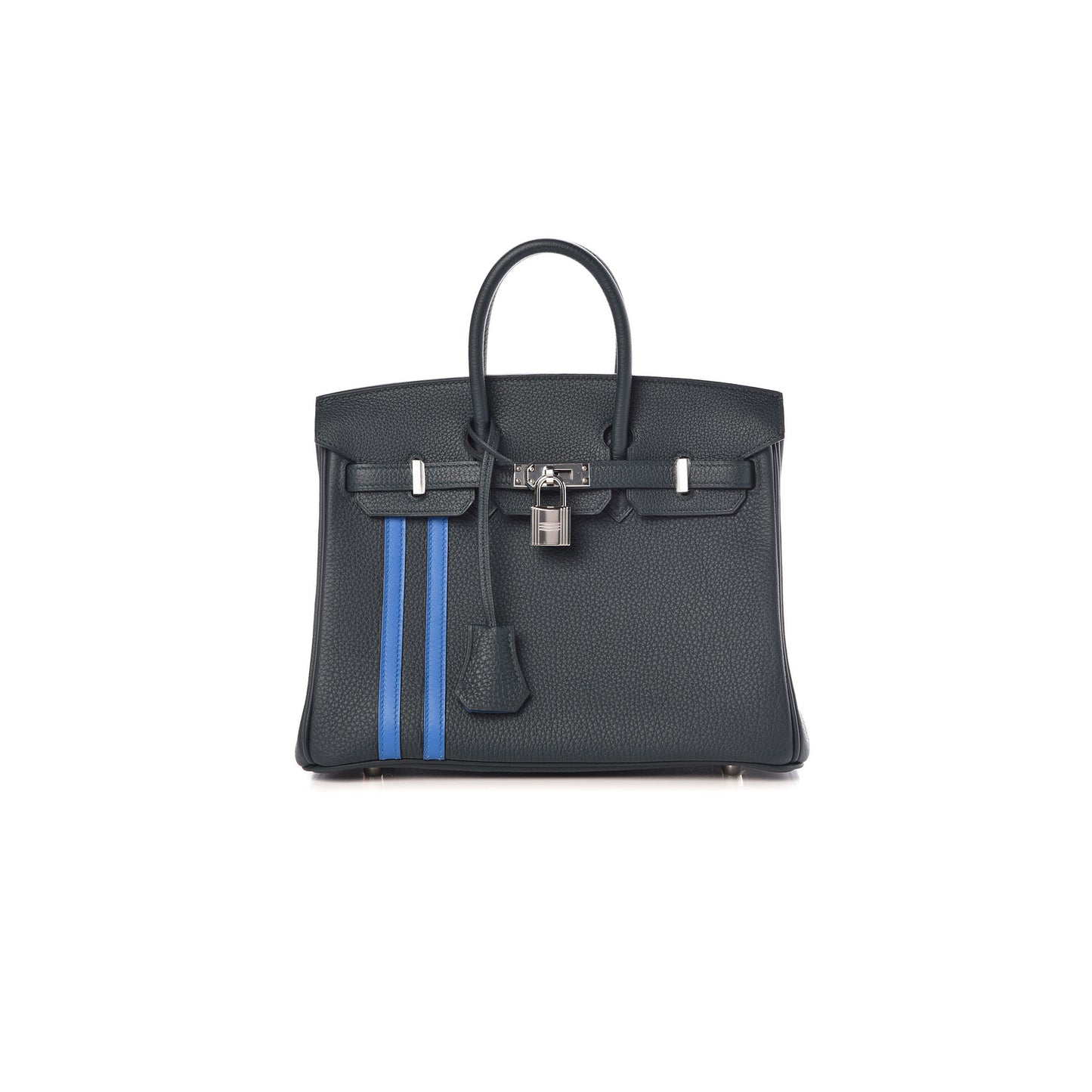 H**mes master birkin 25 togo leather graphite grey tanzanian blue silver buckle bag 971796 (25*20*13cm)