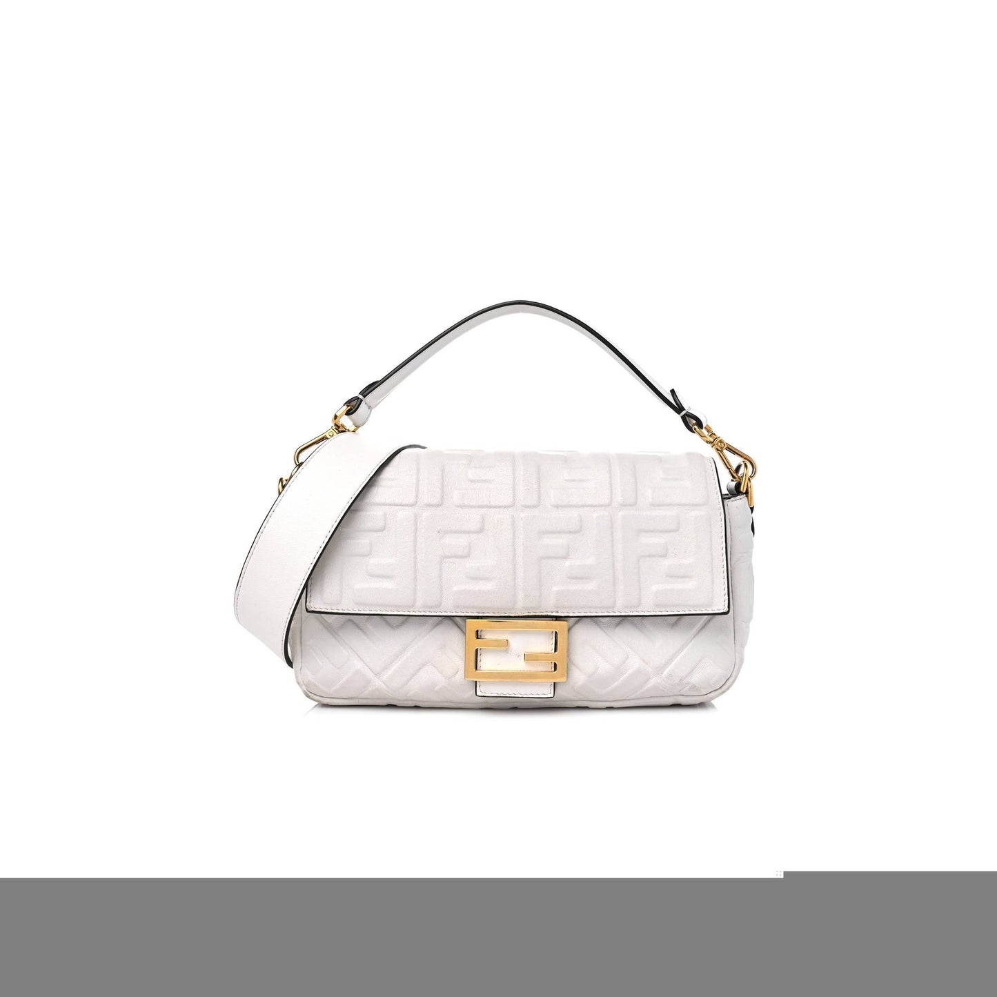 F**di nappa ff 1974 embossed baguette white (27*15*5cm)