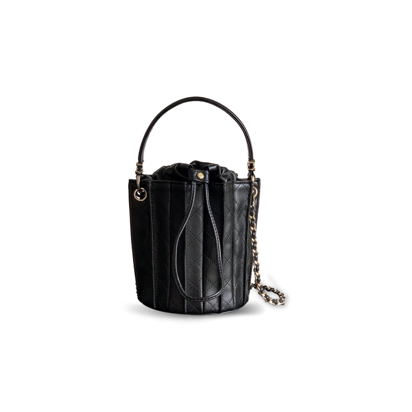 Ch**el mini bucket bag lambskin black as5486 (15.2*14*14cm)
