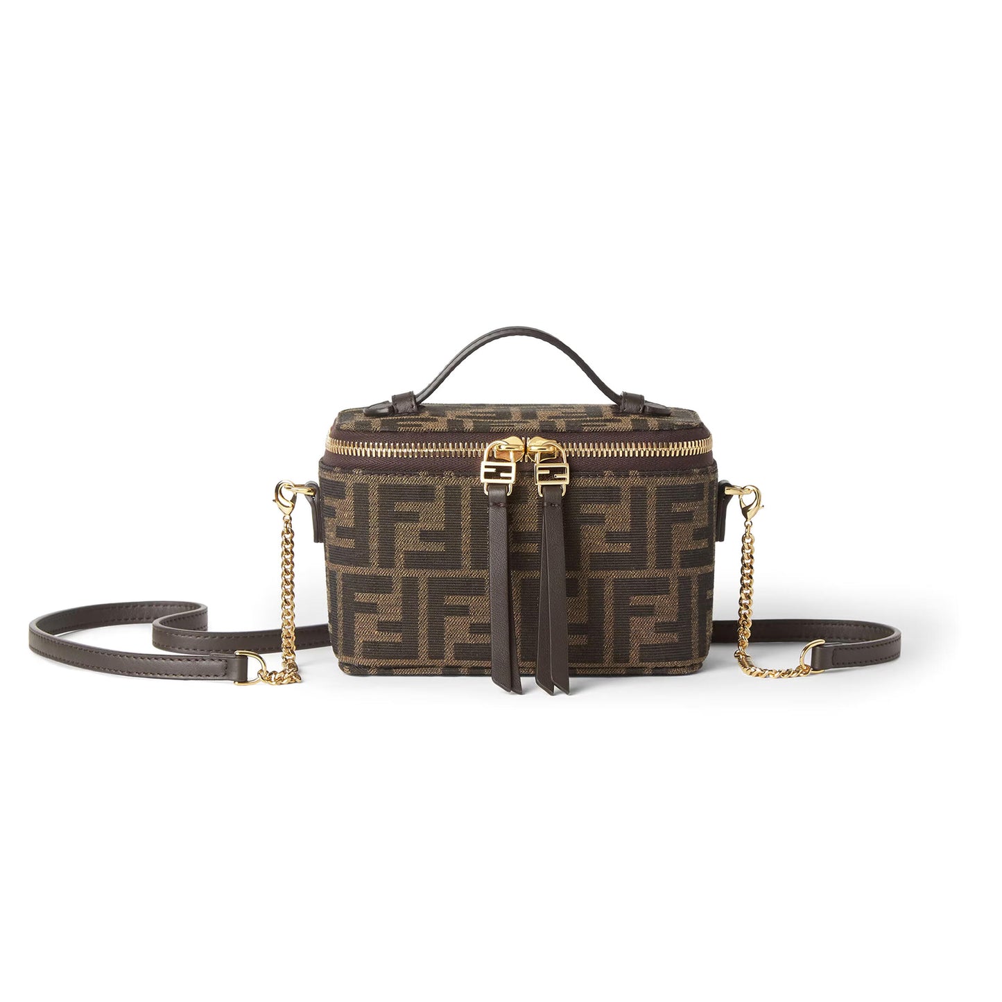 F**di vanity tobacco brown ff jacquard fabric mini-bag 8bs108afpmf1gl7 (16*11*8cm)