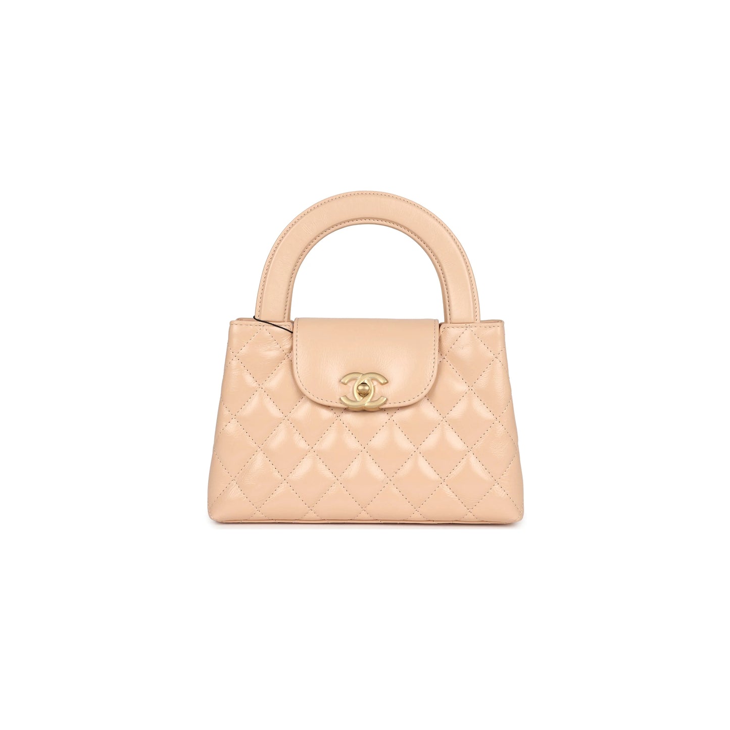 Ch*el kelly shopper beige shiny calfskin brushed gold hardware as4416 (19*13*7cm)