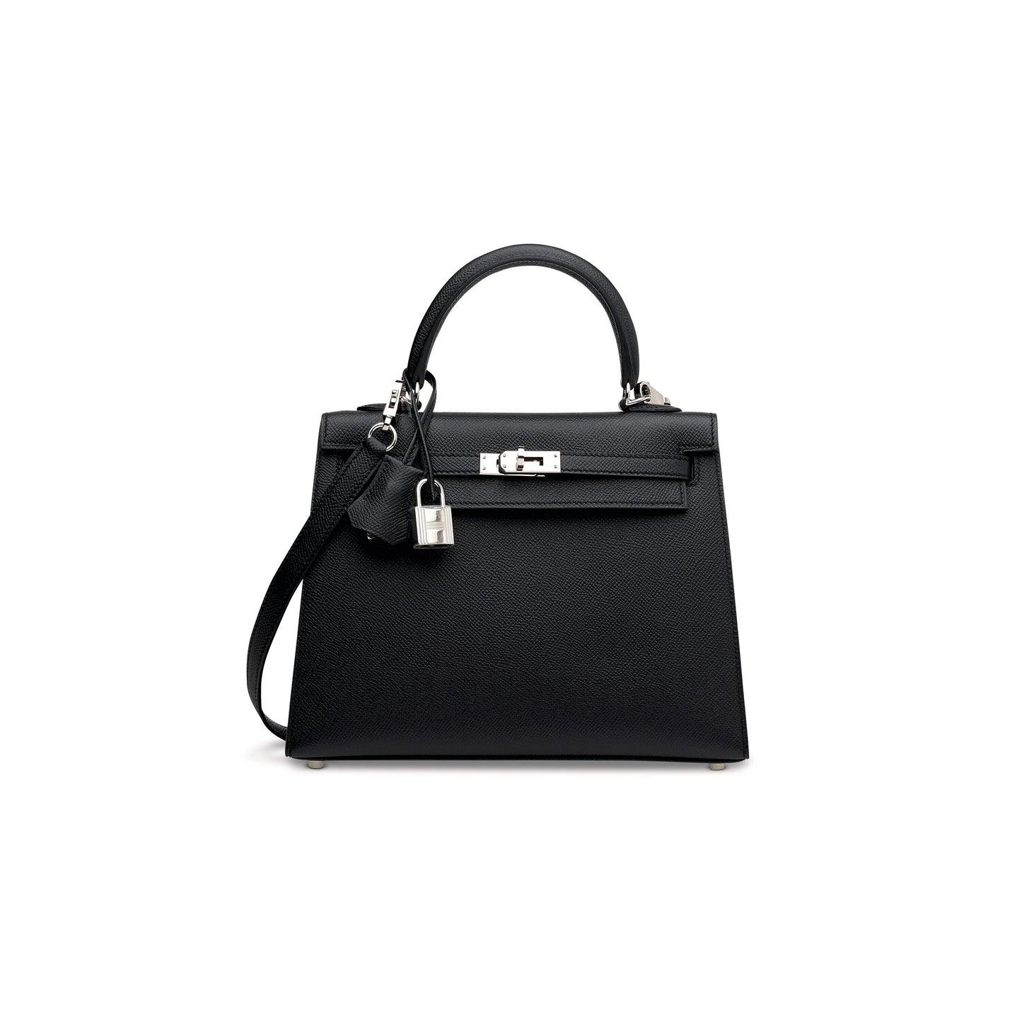 H**mes master a black epsom leather sellier kelly 25 with palladium hardware (25*17*7cm)