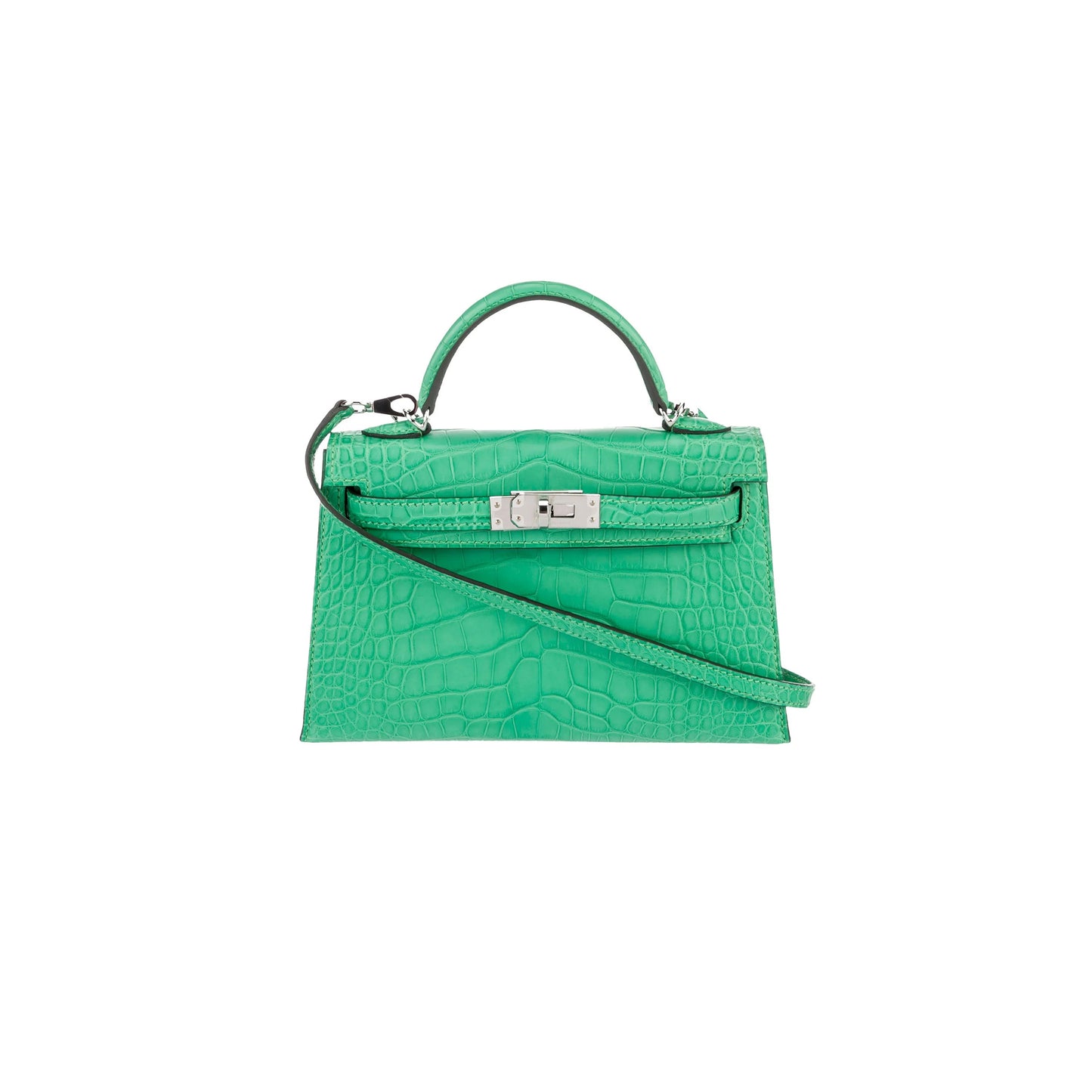 H**mes master mini kelly ii crocodile leather imperial green (19*12*5.5cm)