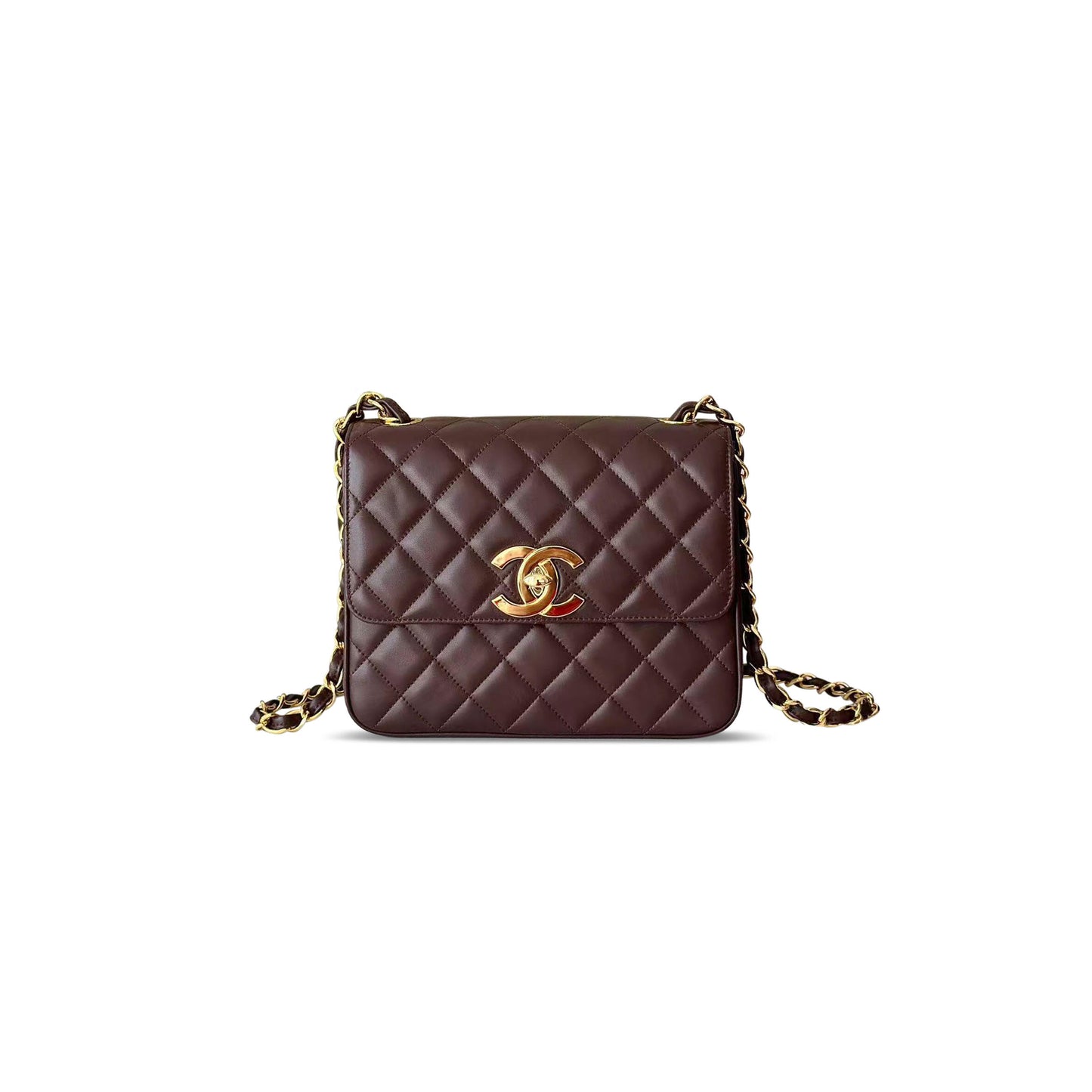 Ch**el quilted classic flap bag brown a2218 (25*20*9cm)