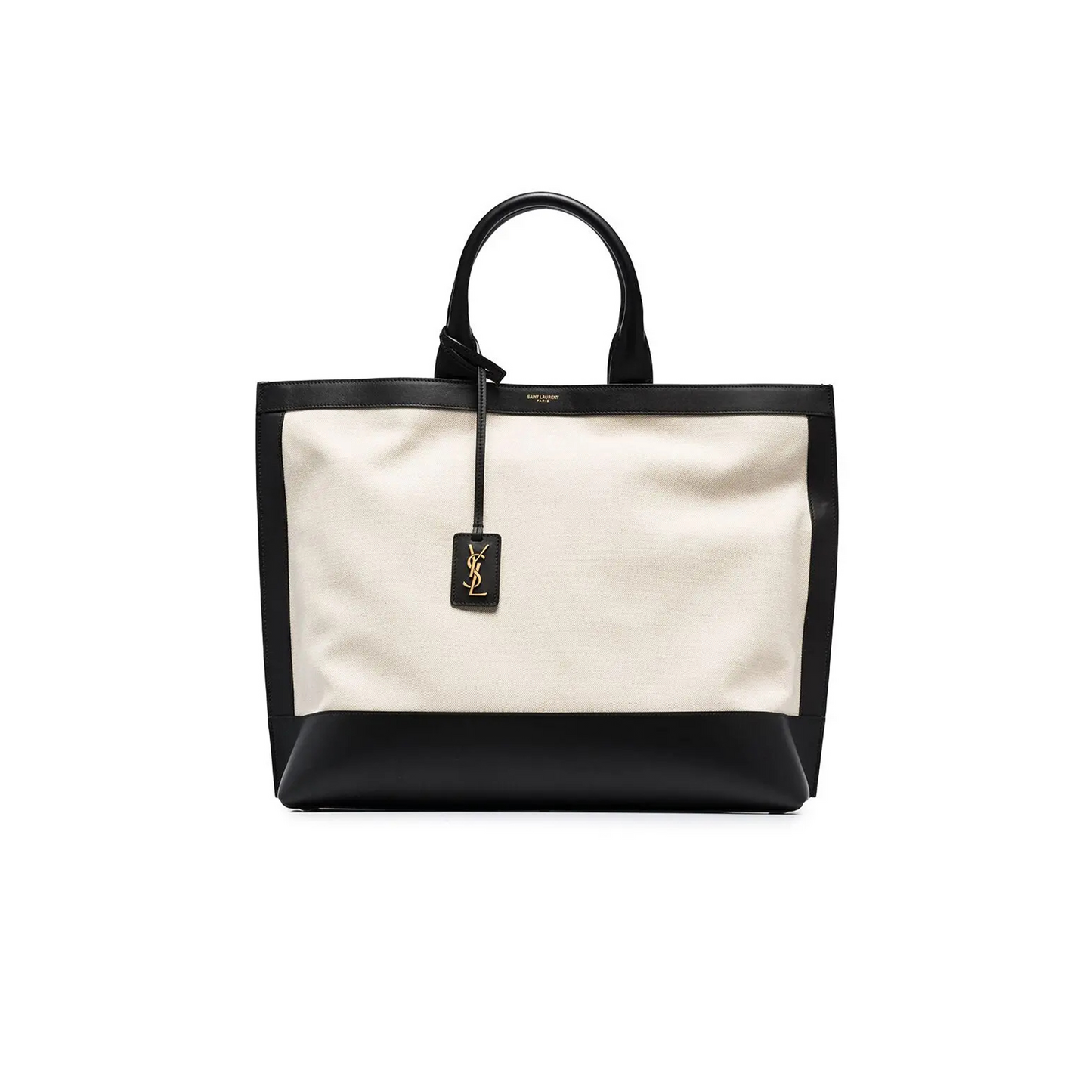 Y*L calfskin linen two tone shopping tote black 6197571560143 (41.5*34*14cm)