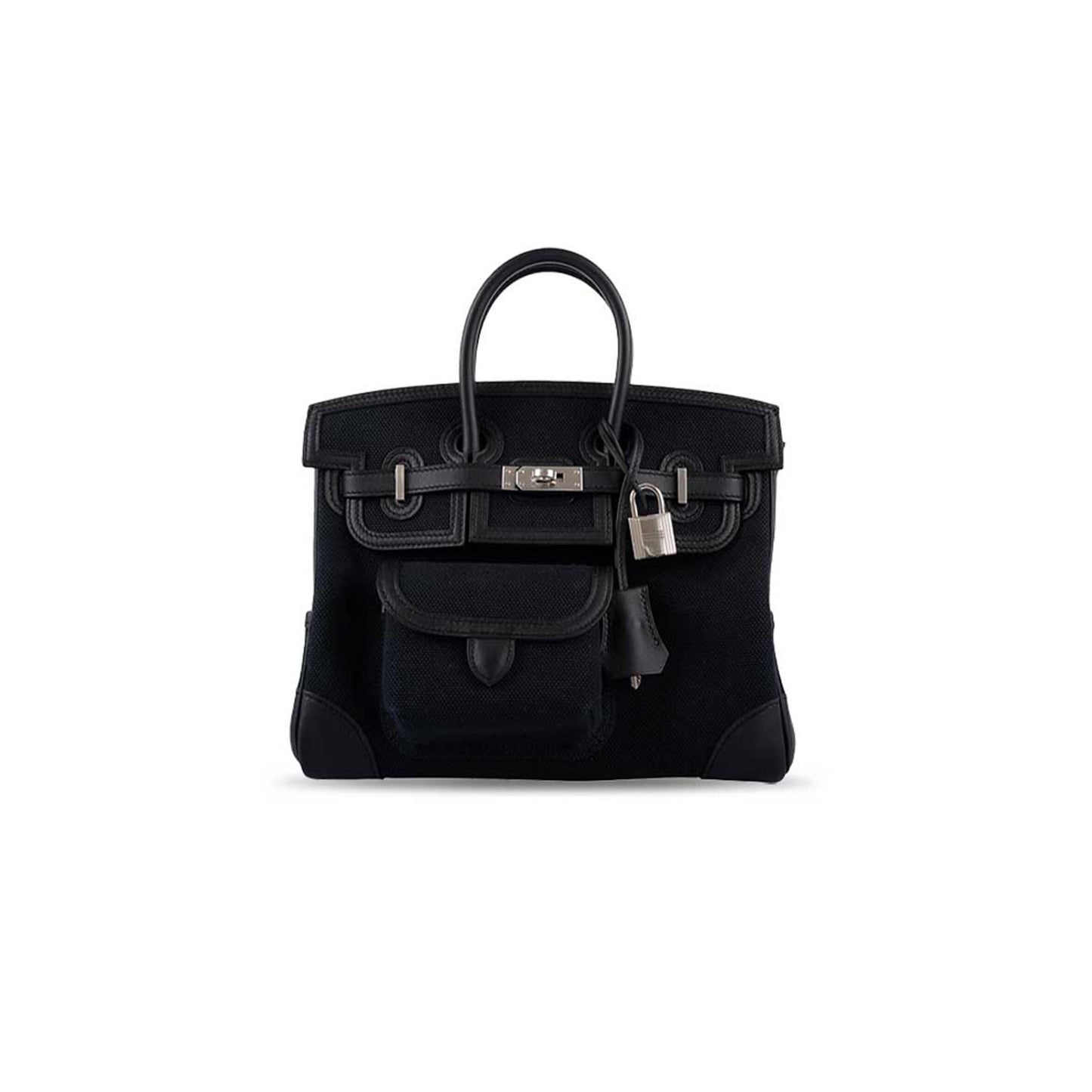 H**mes MASTER CARGO BIRKIN 25 BLACK TOILE GOELAND AND SWIFT PALLADIUM HARDWARE (25*20*13cm)