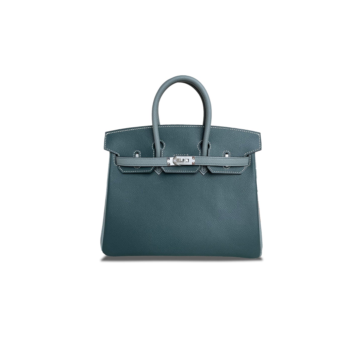 H**mes birkin 25 epsom leather cypress green and almond green silver buckle bk256otgss (25*20*13cm)