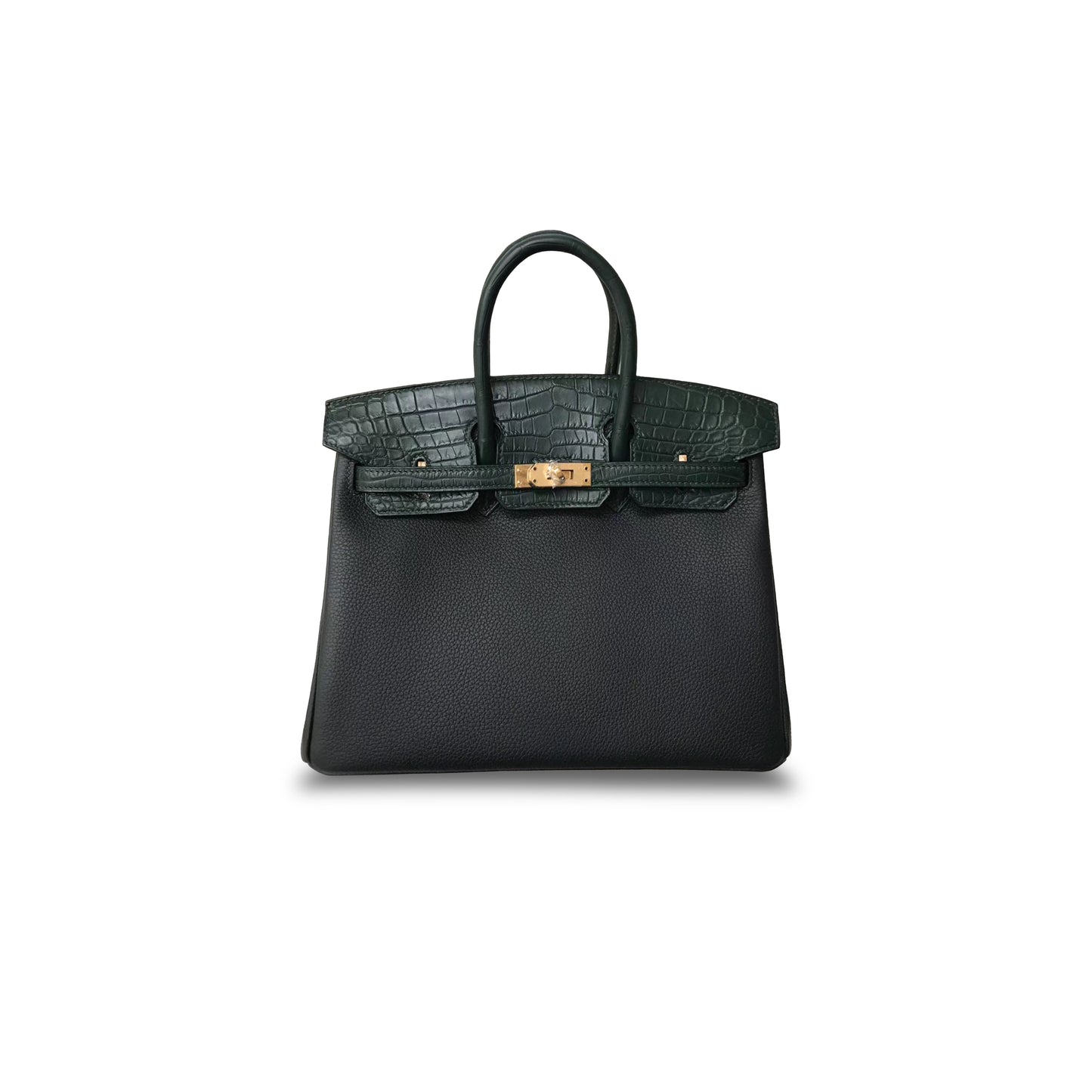 H**mes master birkin 30 crocodile and togo leather cypress green gold buckle h076235ck23 (30*22*16cm)