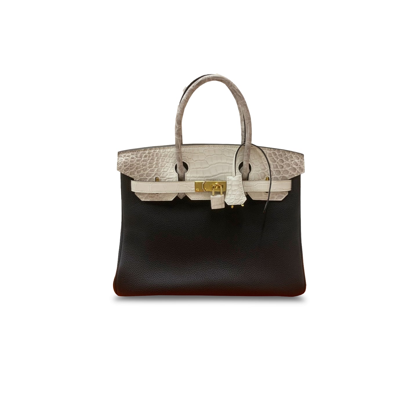 H**mes master birkin 30 himalayan leather and togo milkshake black gold buckle h076235ckv3 (30*22*16cm)